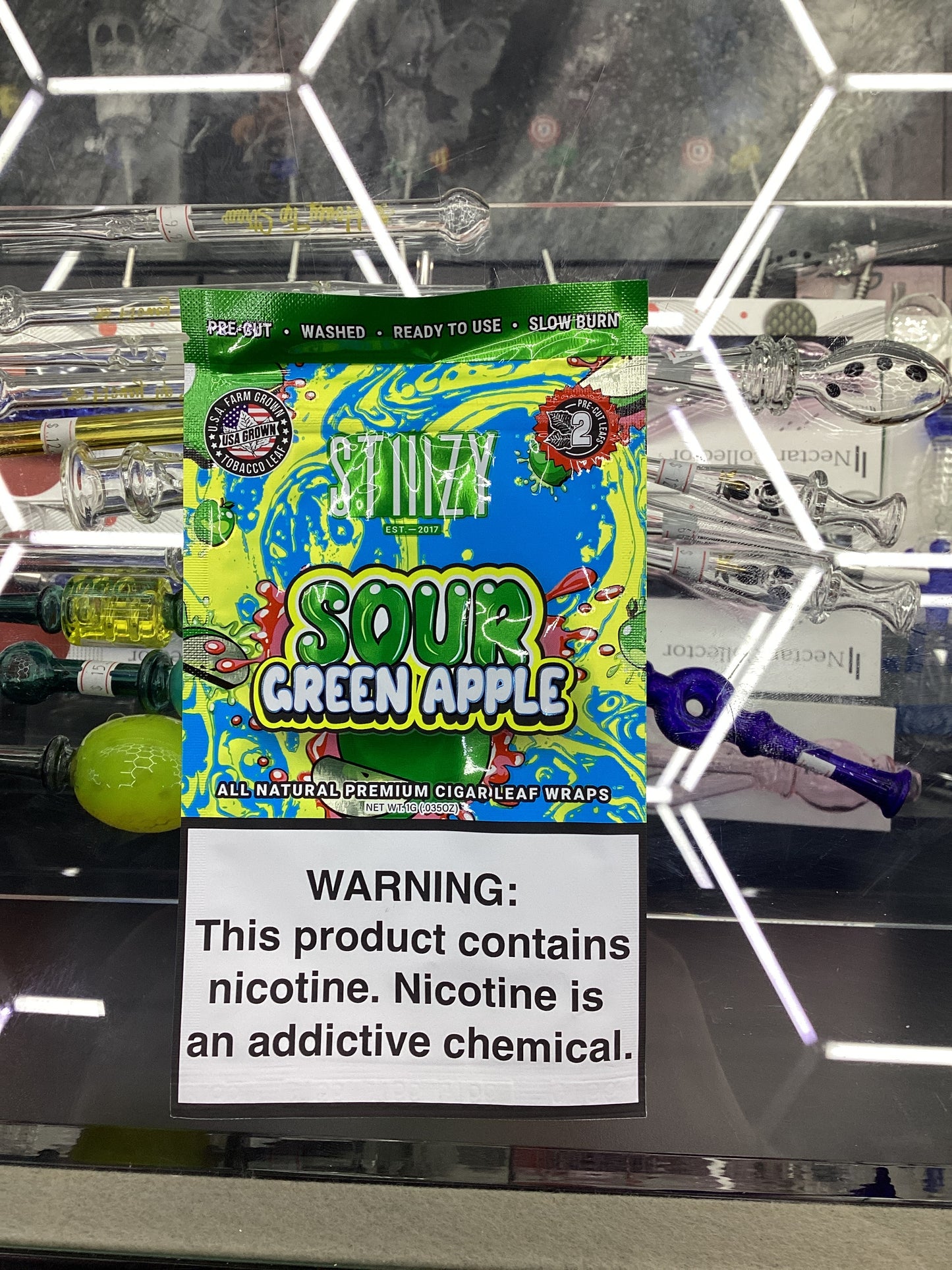 Stiiizy sour green apple 2 pre-cut leaves