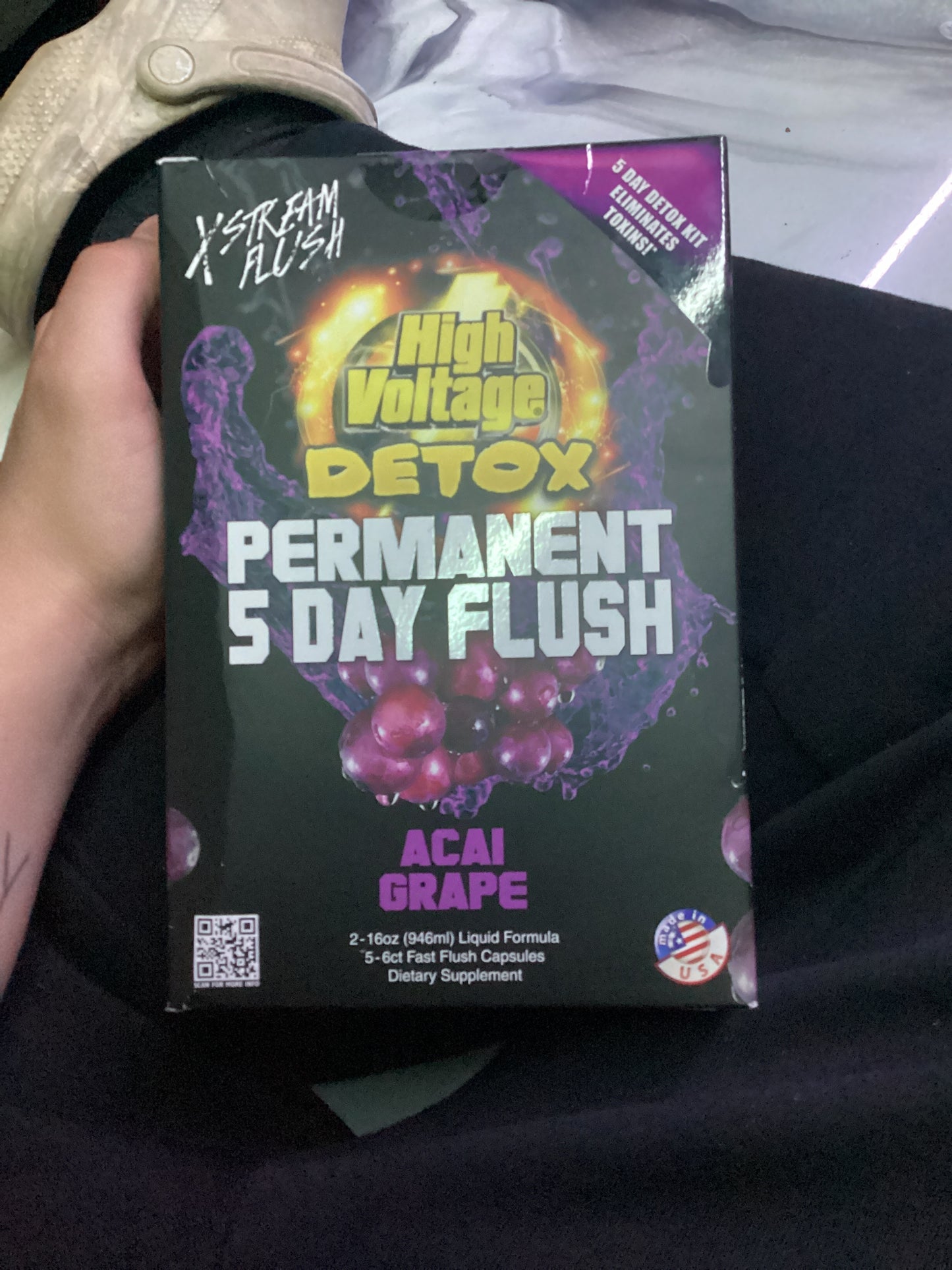 High voltage detox, permanent five day flush, acai grape, extreme flush