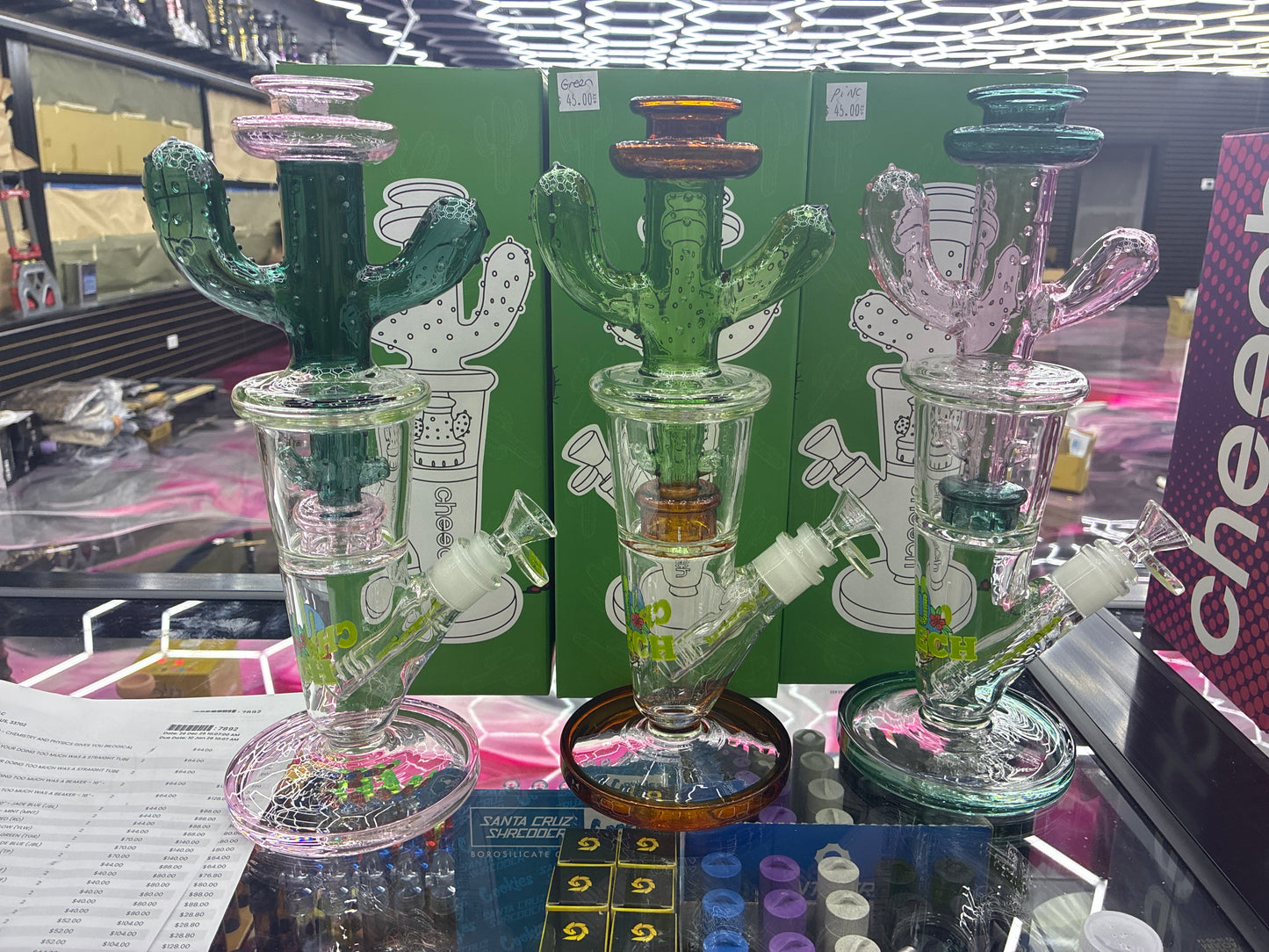 CHEECH GLASS- 12” SPIKY CACTUS WATER PIPE