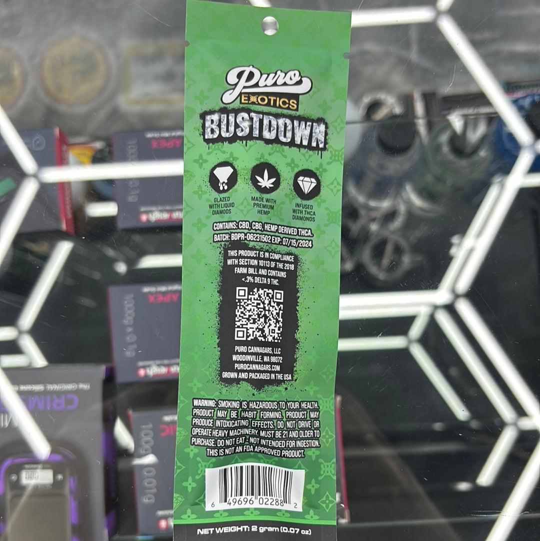 Puro exotics bust down Jedi mindfuck sativa 2G pre-roll