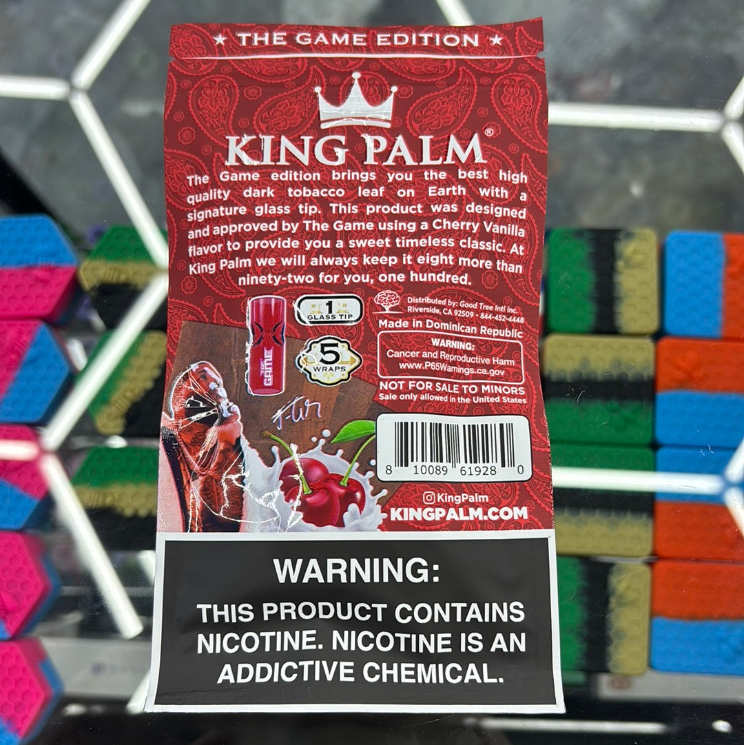 King palm free cherry vanilla leaf wraps with glass tip, 5 wraps