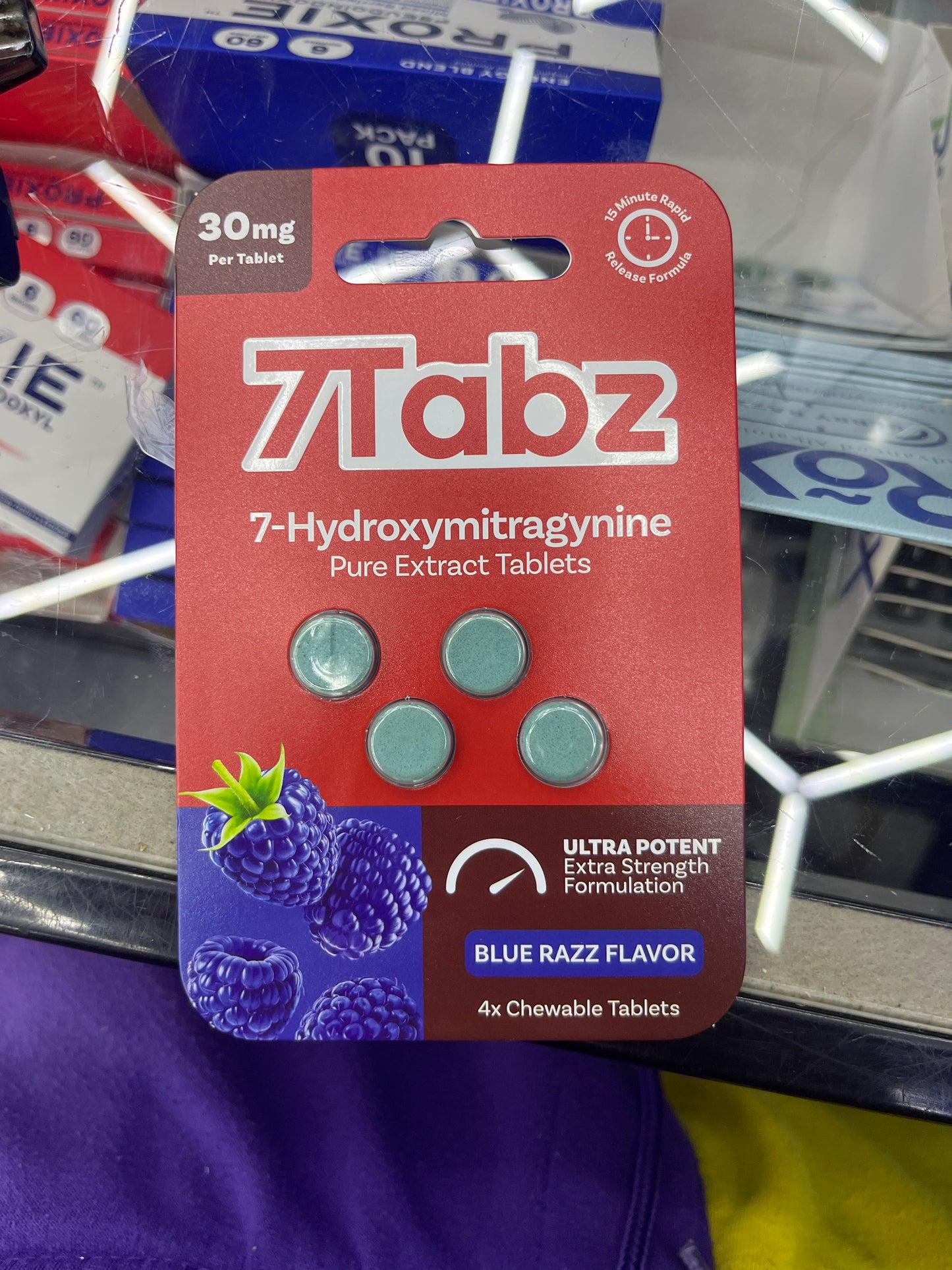 7 tabz extra strength 30mg blue razz flavor