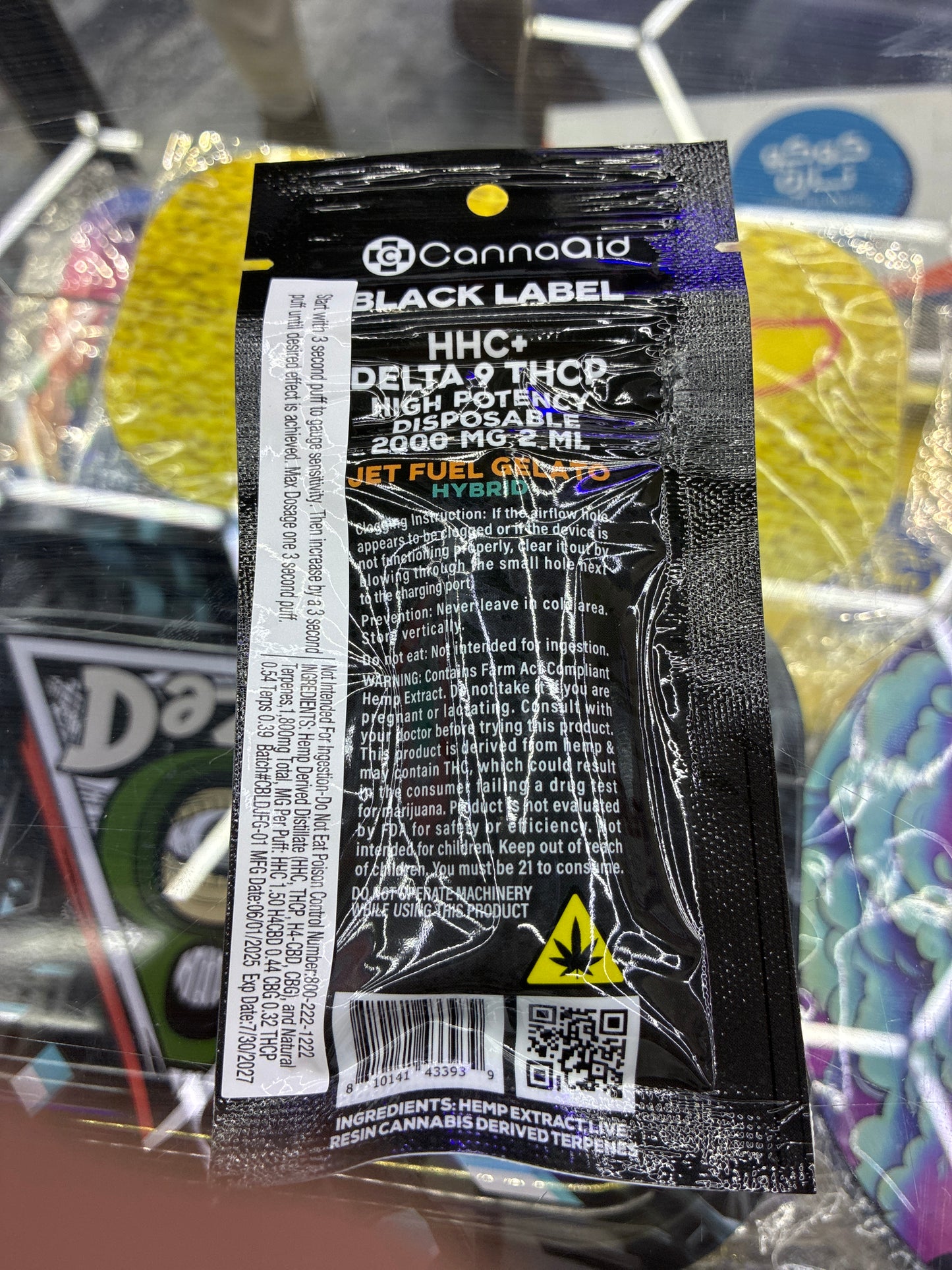 CannaAid Black Label d-9 thcp 2g jet fuel gelato hybrid