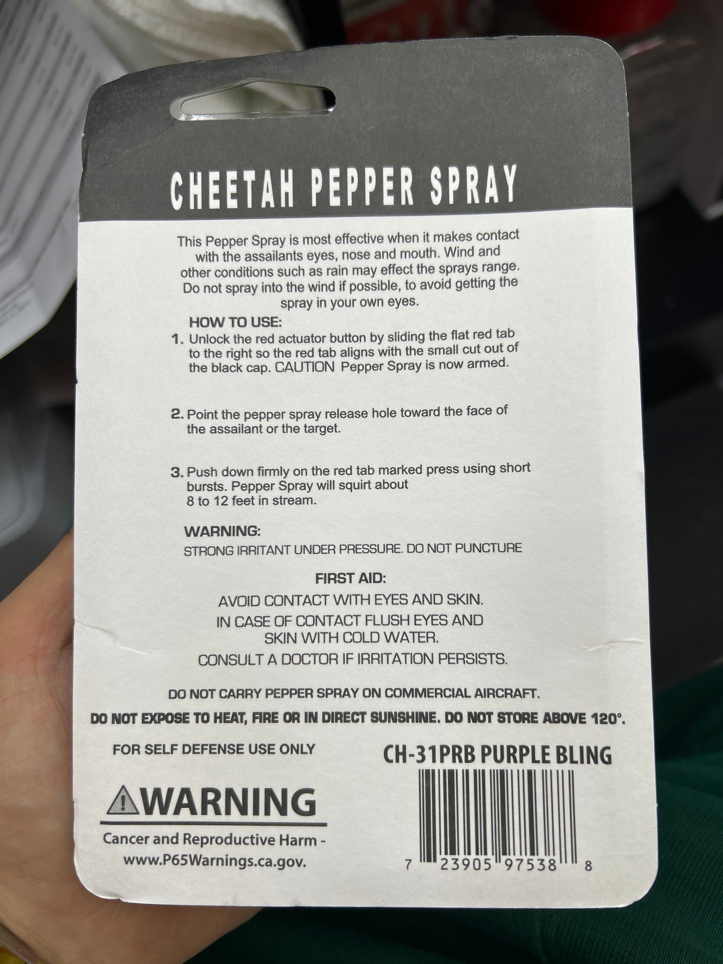 Cheetah Pepper spray defense spray purple bling