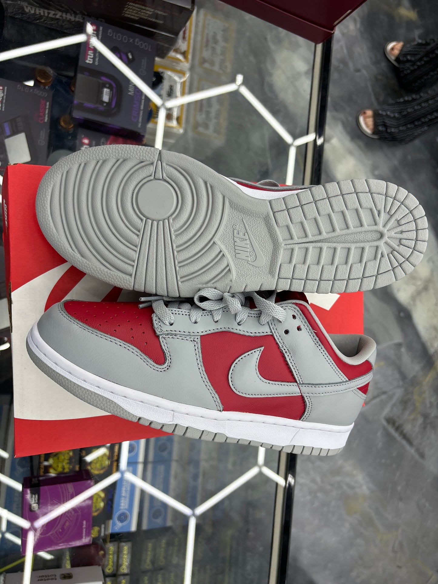 Nike dunk low QS varsity red/silver white size 9m