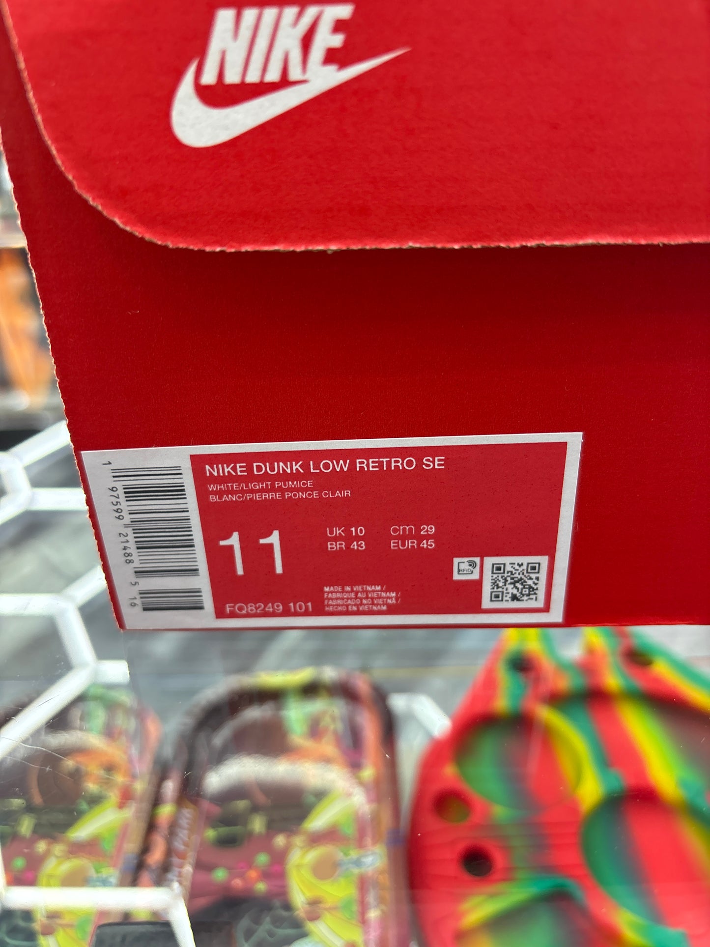 Nike dunk low white/light pumice, size 11 M