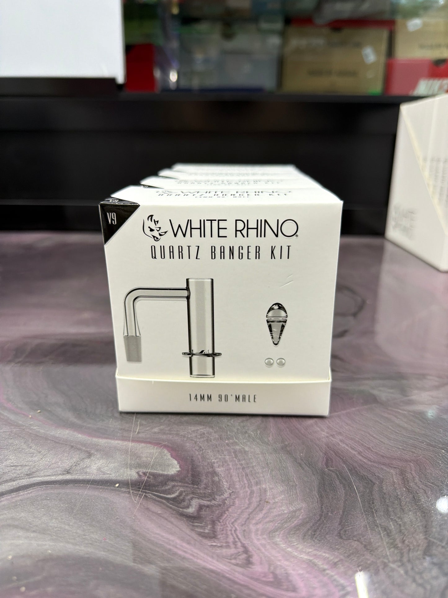 WHITE RHINO 14MM 90° Terp Slurper Quartz Banger Kit with Carb Cap & Terp Balls - V9