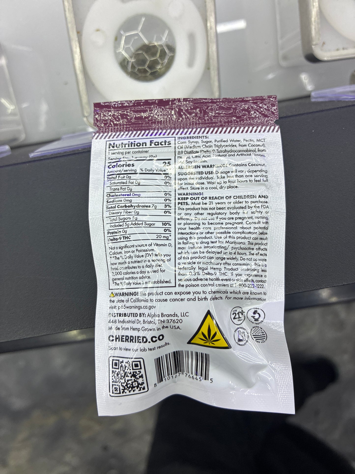 Cherried d9 20mg gummy sour cherry