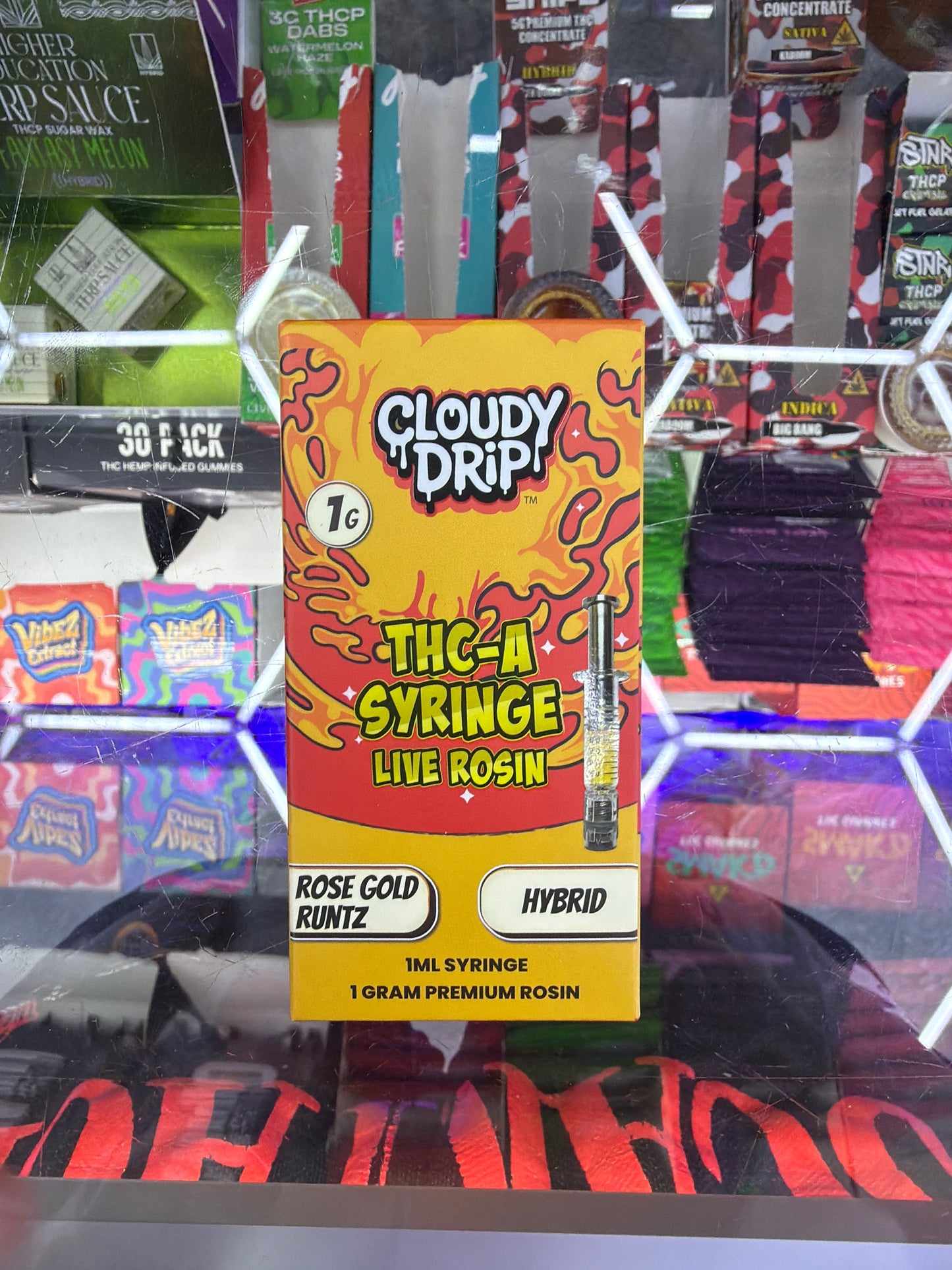 Cloudy Drip Thc-a Syringe live rosin 1g Rose gold runtz hybrid