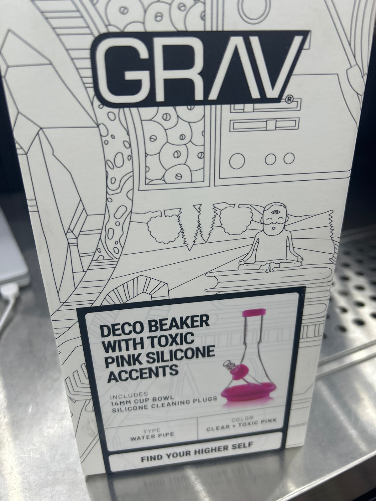 Grav deco beaker with toxic pink silicone accents