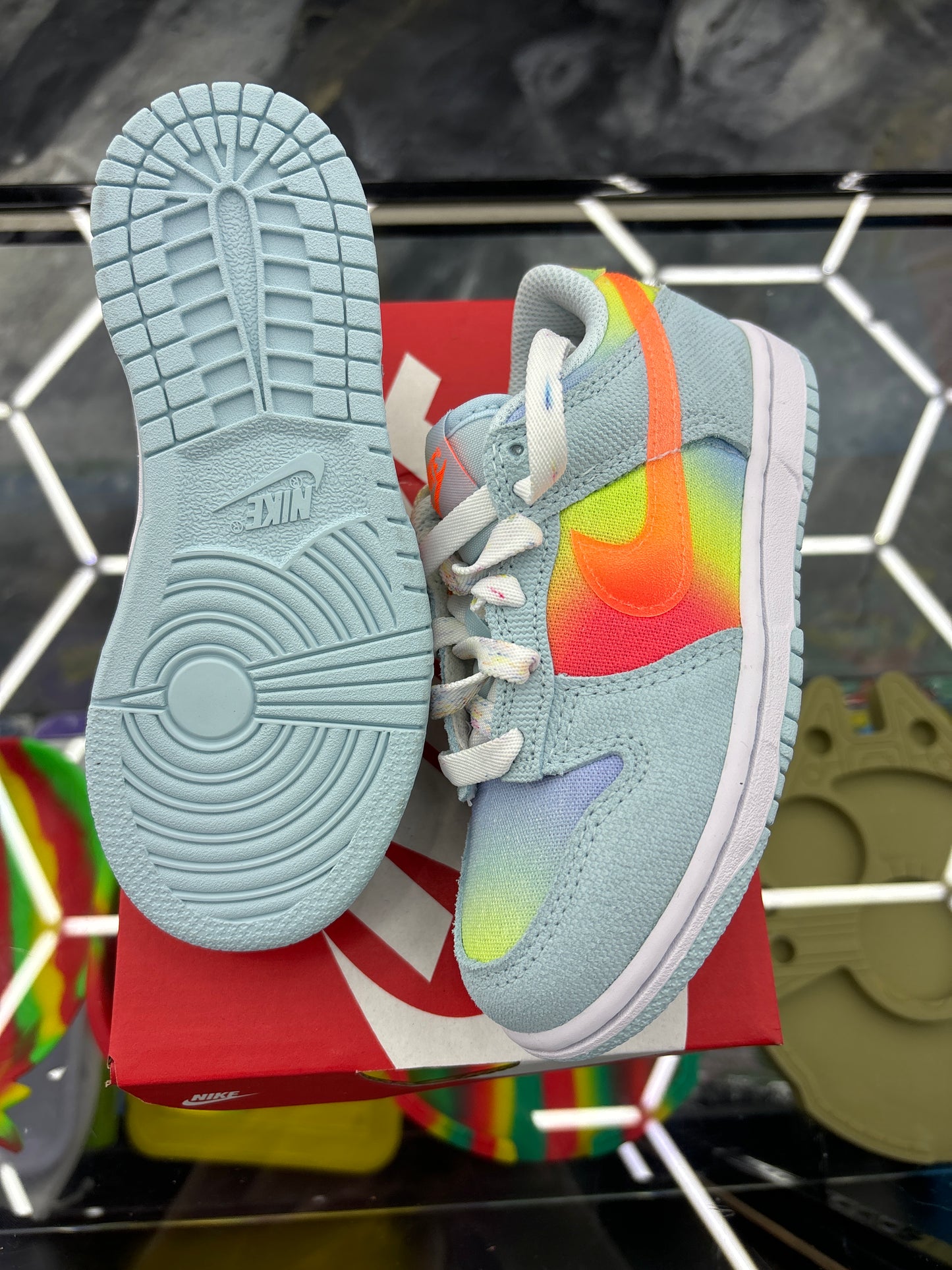 Nike dunk low bp glacier blue/total orange size 11c