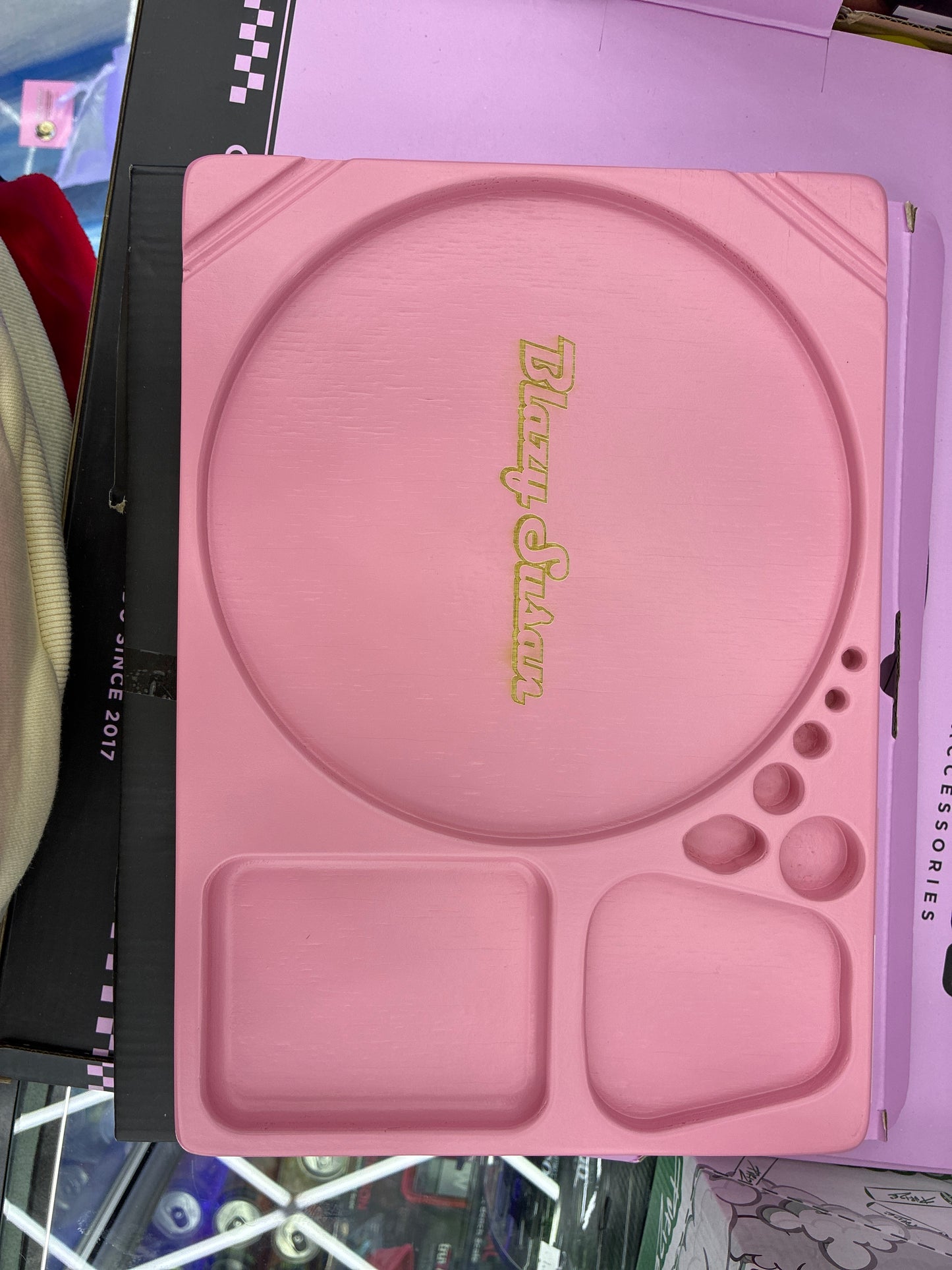 Blazy Susan dab tray pink