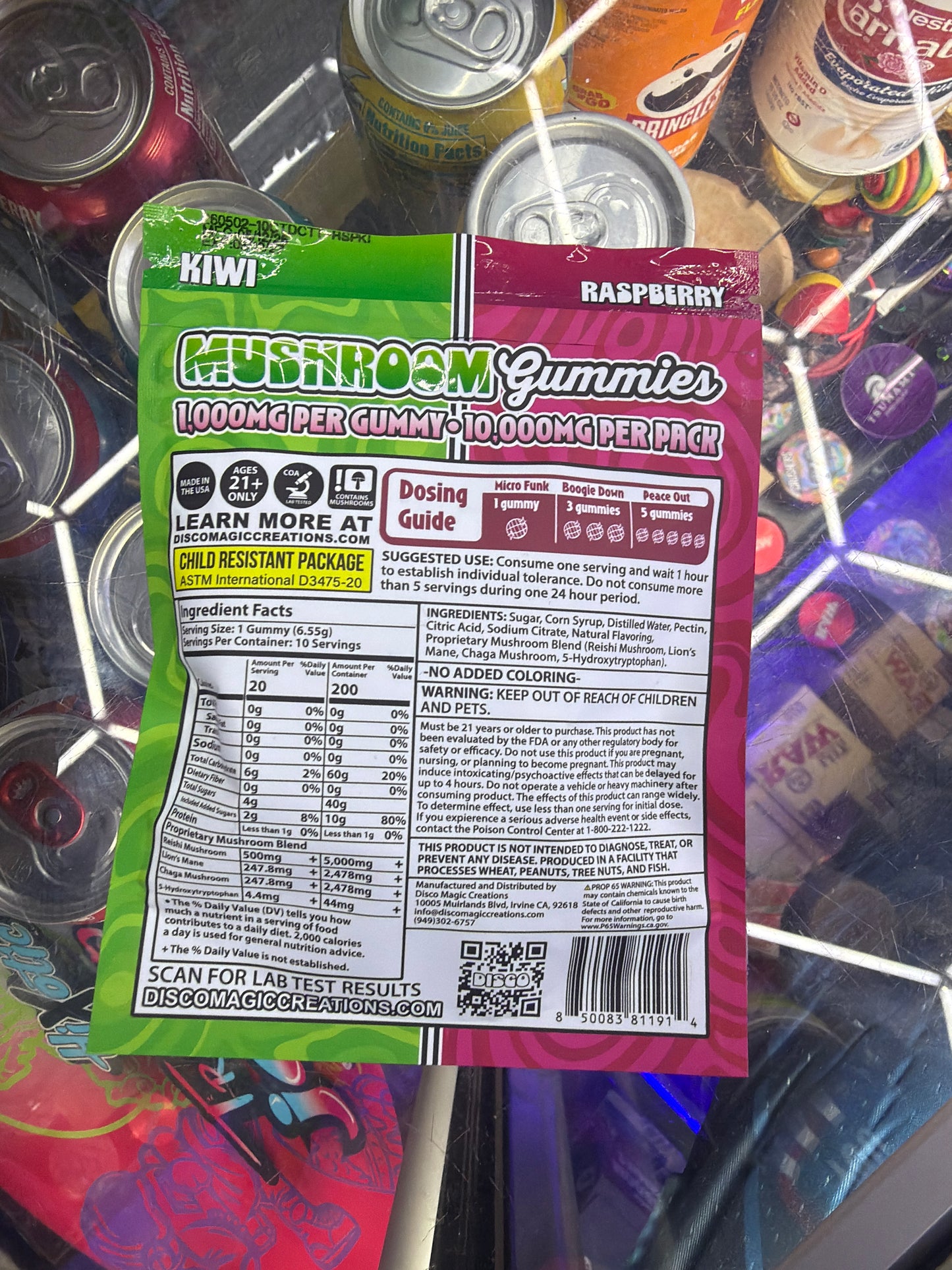 Disco Twice The Trap Mushroom gummies 10ct x 1000mg Raspberry/ Kiwi