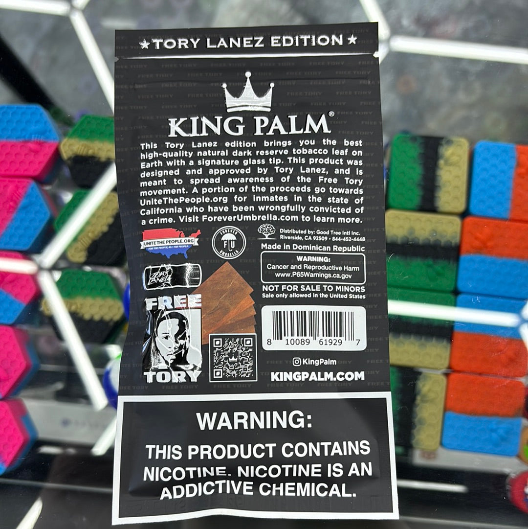King palm free Tory tobacco leaf wraps with glass tip, 5 wraps