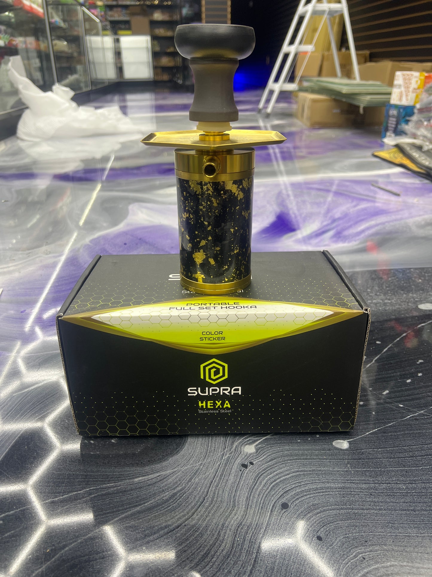supra hexa portable hookah set gold black camo