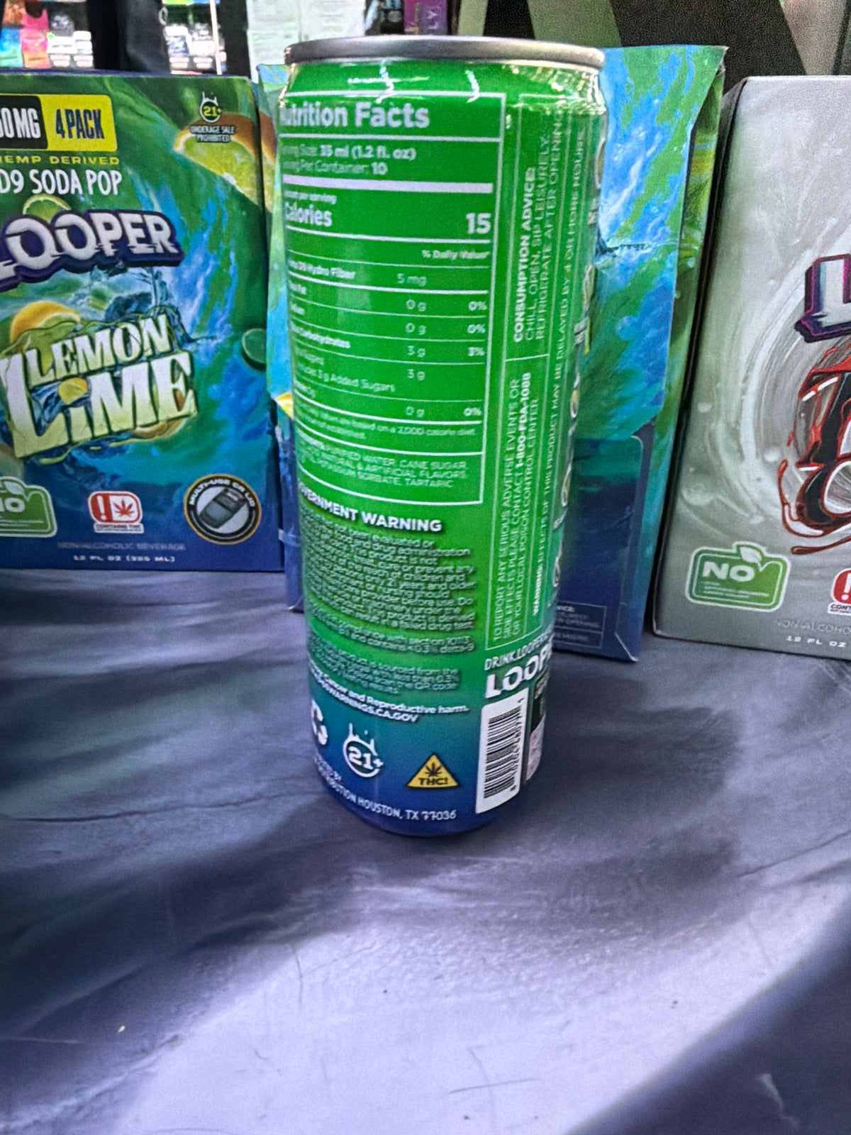 Looper delta soda pop Lemon Lime 50mg 12floz