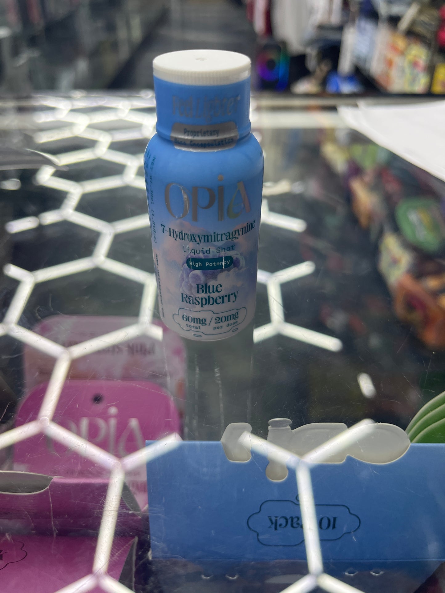 Opia blue raspberry liquid shot high potency 60mg