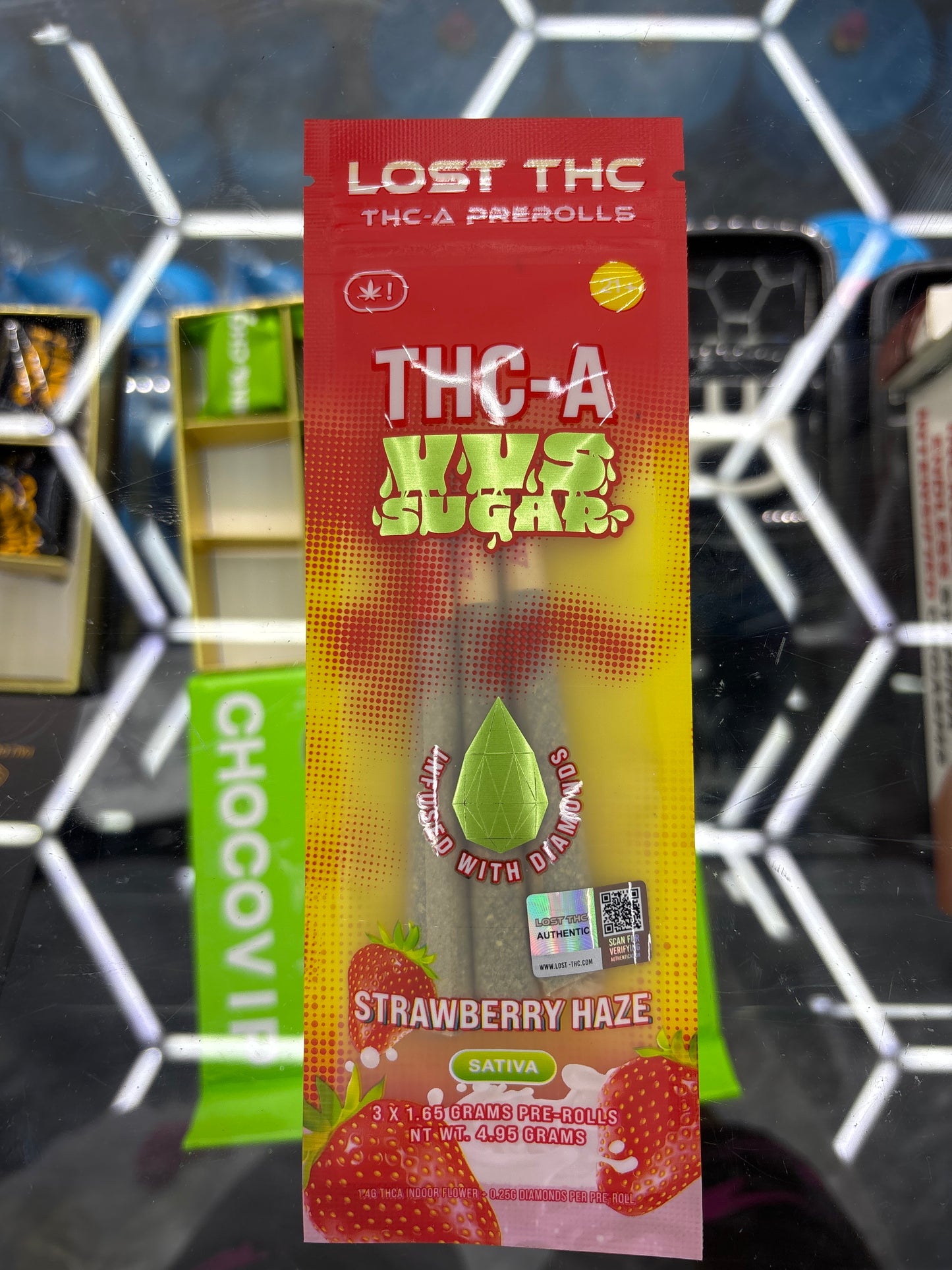Lost thc-a pre-rolls, vvs sugar strawberry haze, sativa