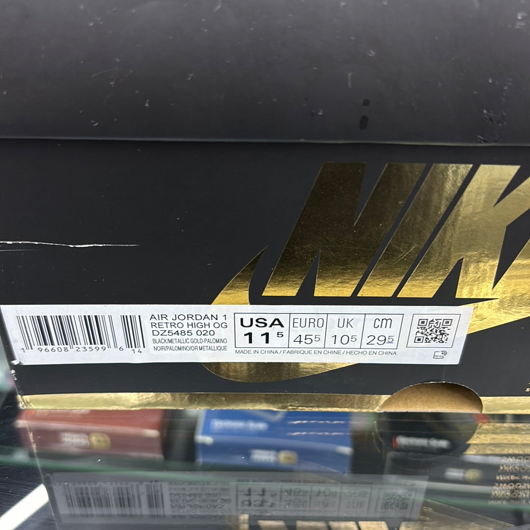 Air Jordan, one retro high OG black/metallic gold