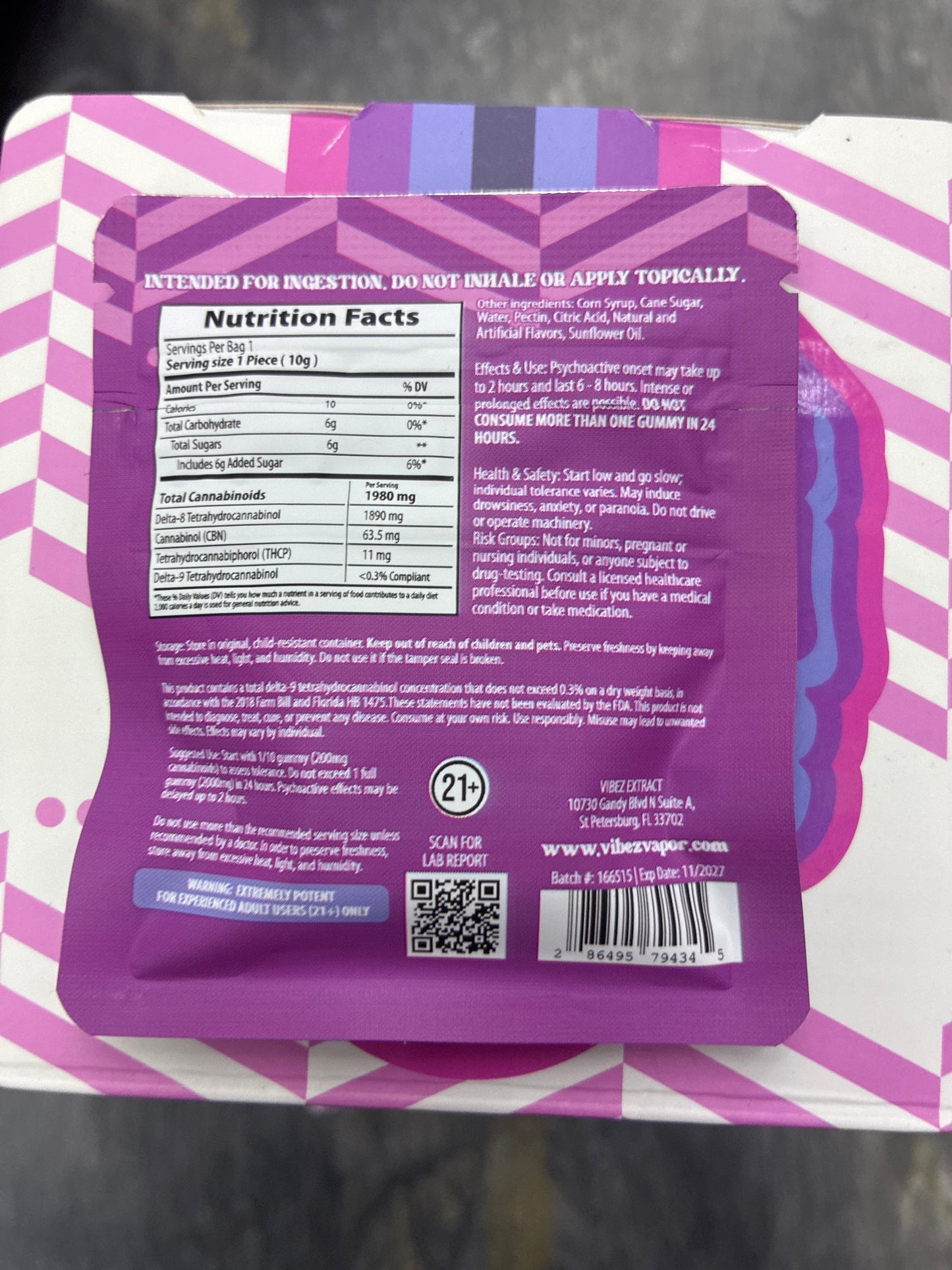 Vibez extract Thc gummies 2000mg vegan grape slushy