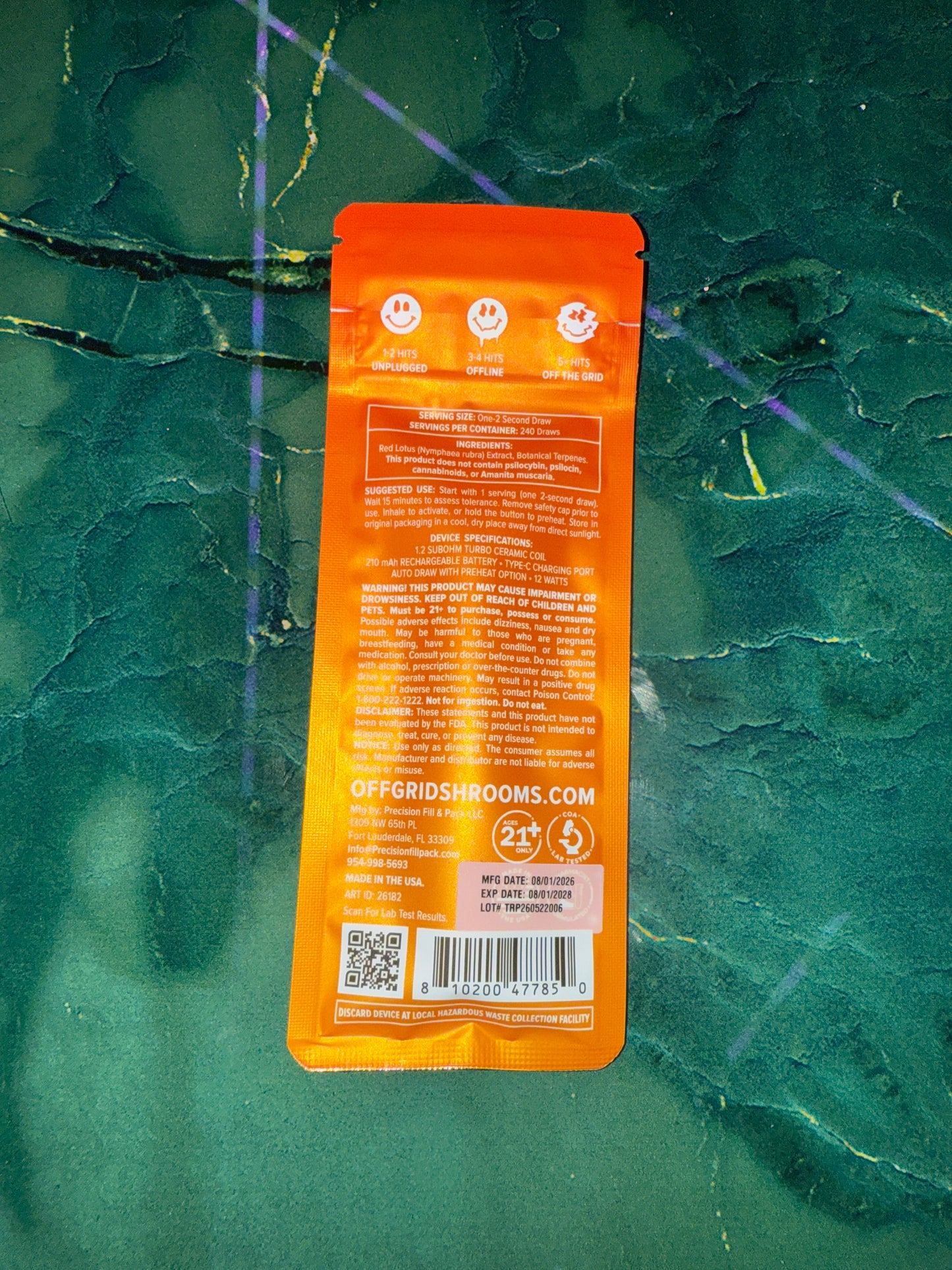 Off Grid Trippy Stick Red Lotus Disposable 0.5 ml Vape Orangecicle