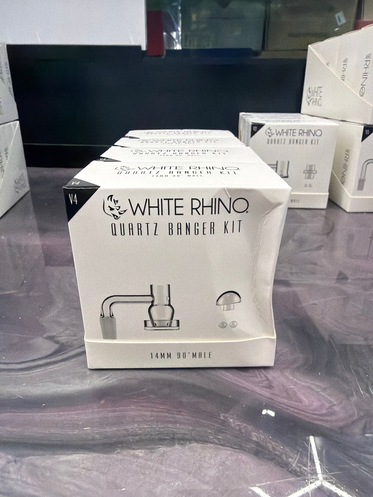 WHITE RHINO 14MM 90° Terp Slurper Quartz Banger Kit with Carb Cap & Terp Balls - V4