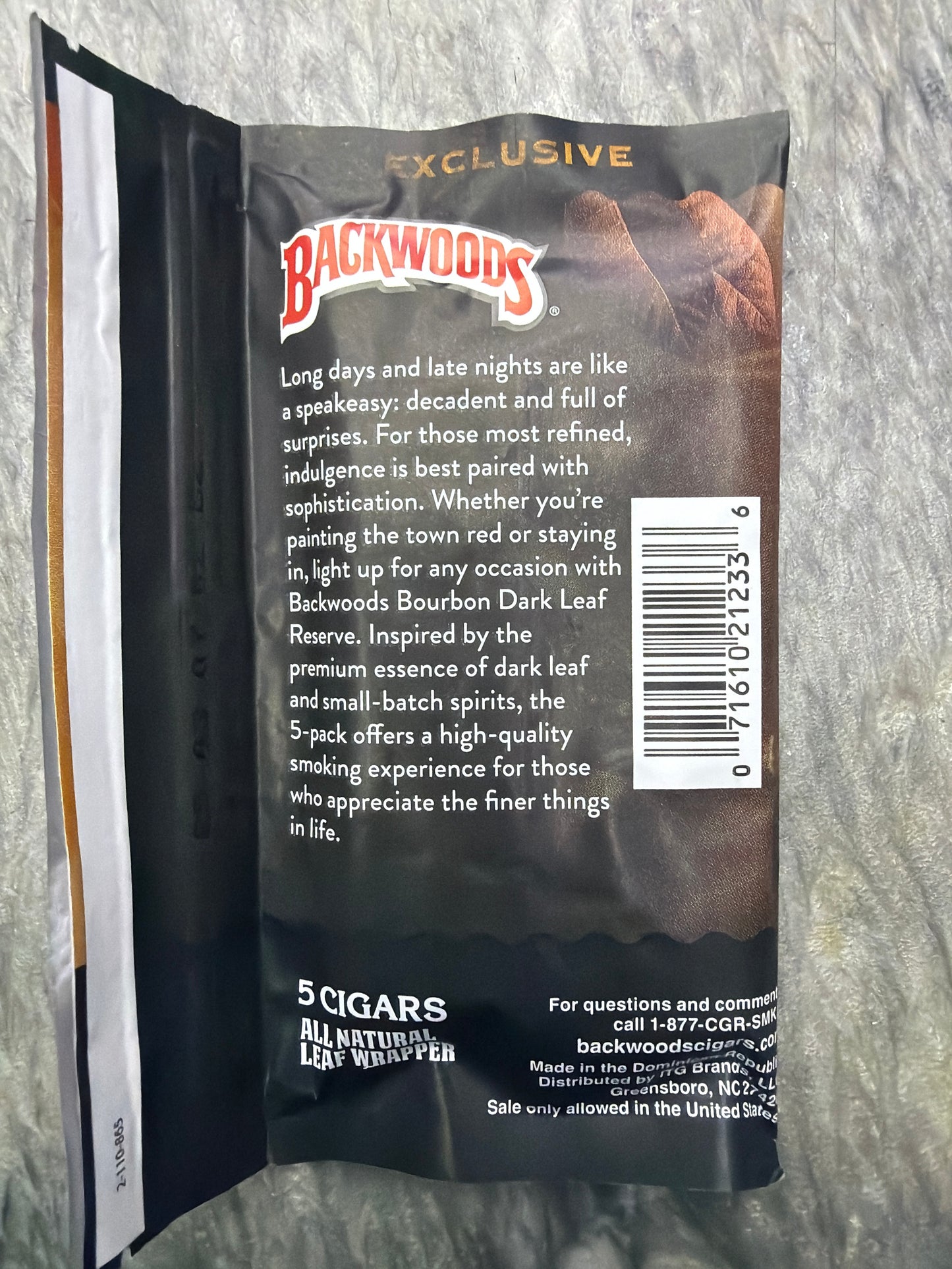 Backwoods 5 cigars Bourbon Dark Leaf limited edition