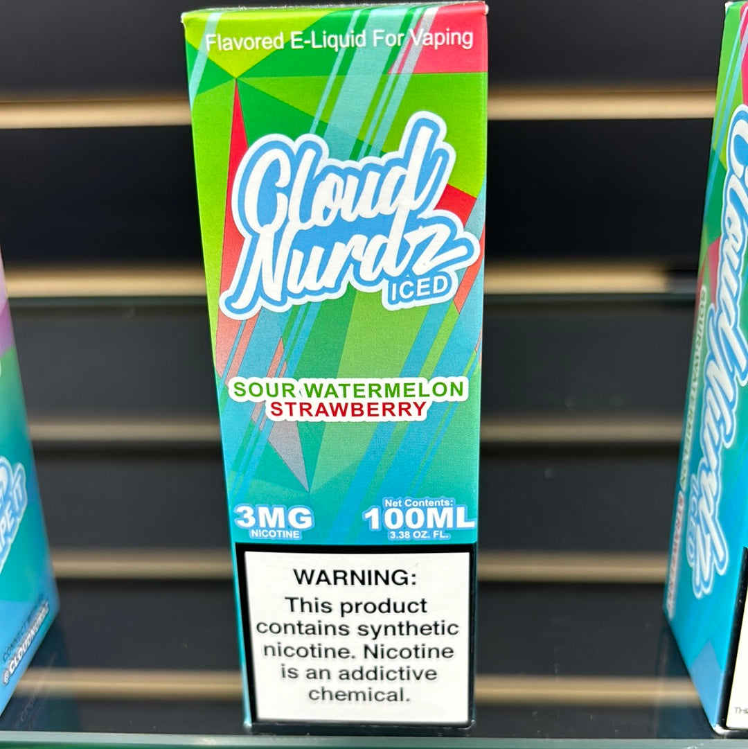 Cloud nurdz sour watermelon, strawberry, iced 3MG
