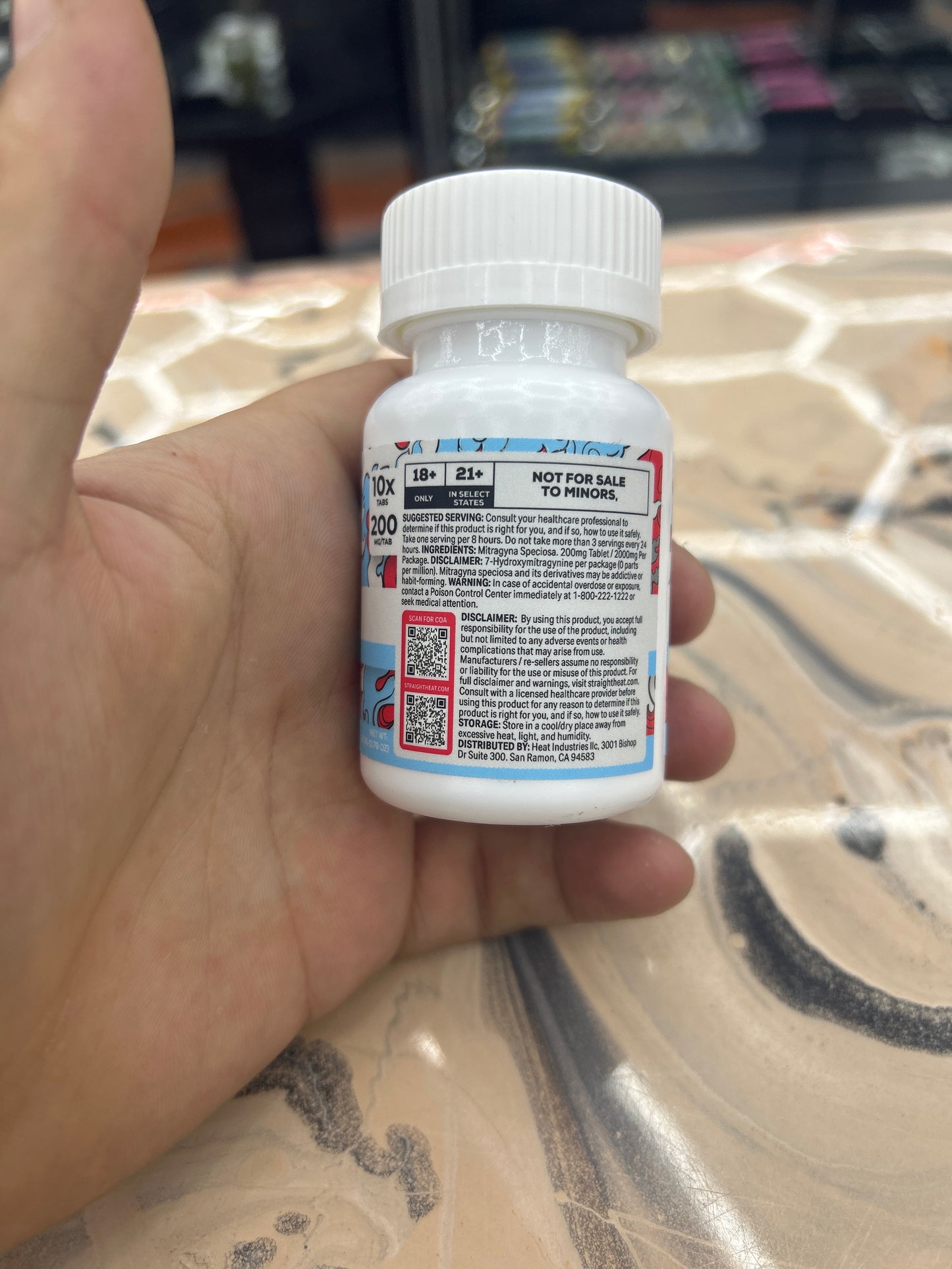 Heat Kratom extracts 10x bottle 200mg tabs 2000mg bomb pop