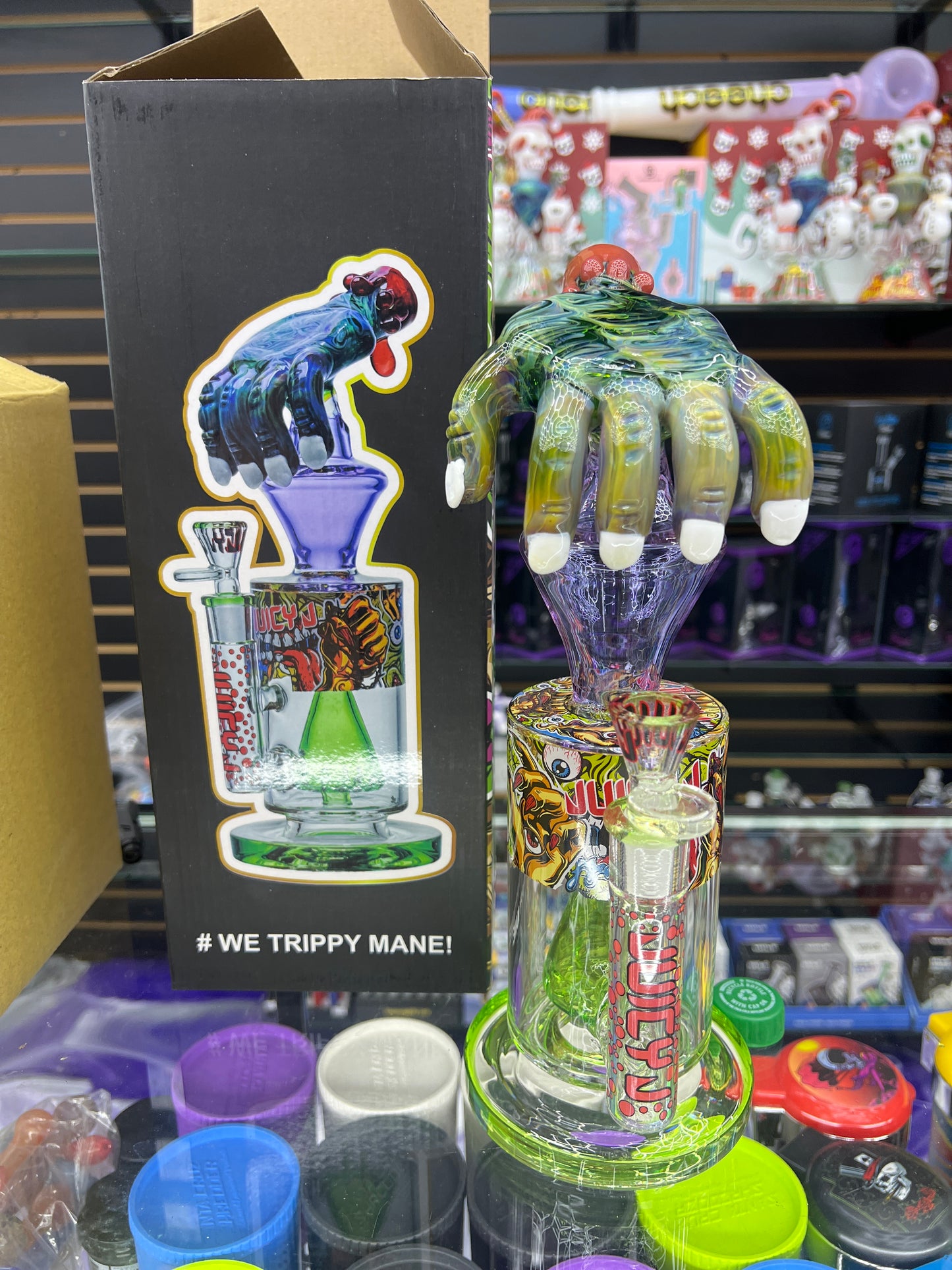 Juicy J 12” VIBRANT, MONSTROUS, CLAW-HAND GLASS WATER PIPE