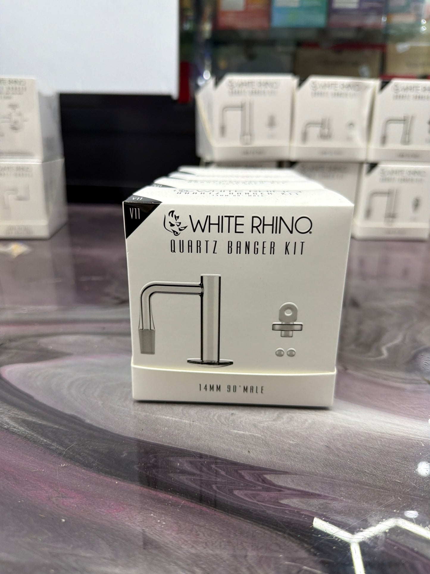 WHITE RHINO 14MM 90° Terp Slurper Quartz Banger Kit with Carb Cap & Terp Balls - V11