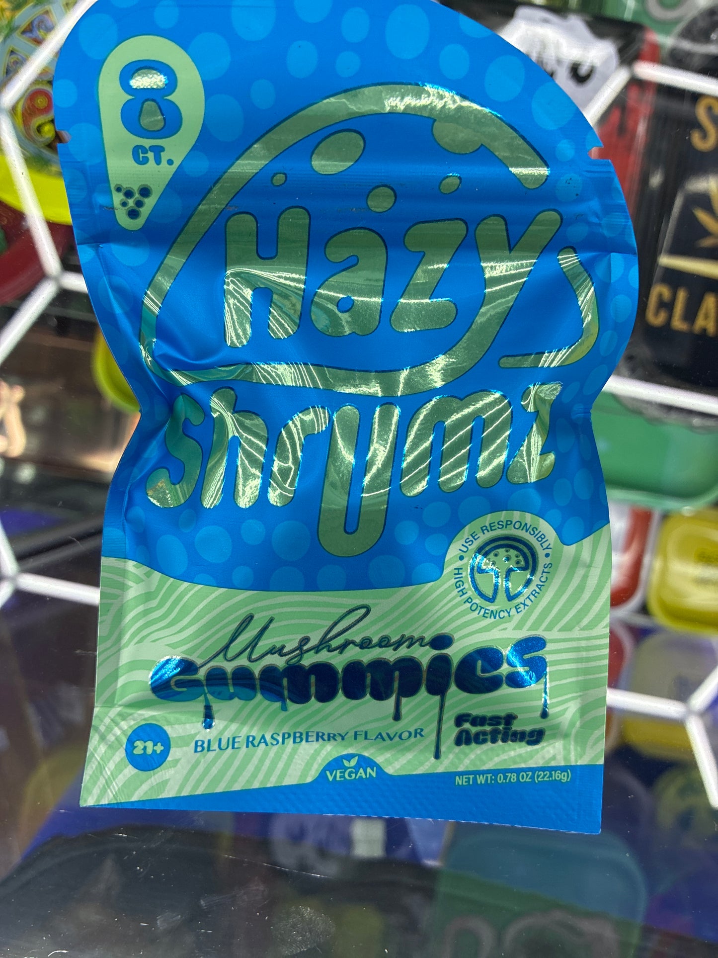 Hazy shrumz gummies blue raspberry flavor 8ct