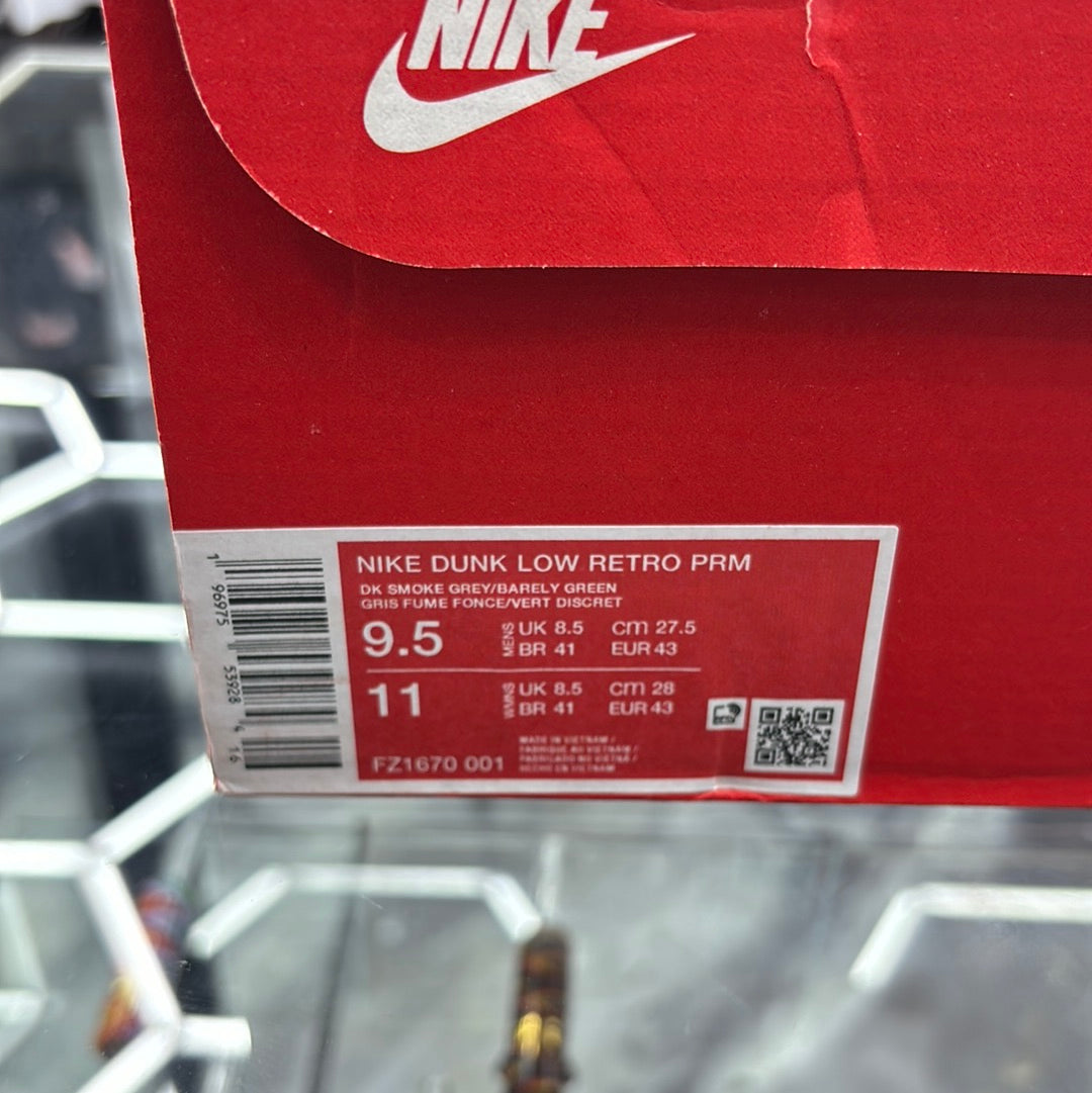 Nike dunk low retro PRM DK Smoke, gray/barely green grass fume fonce/very discrete size 9.5