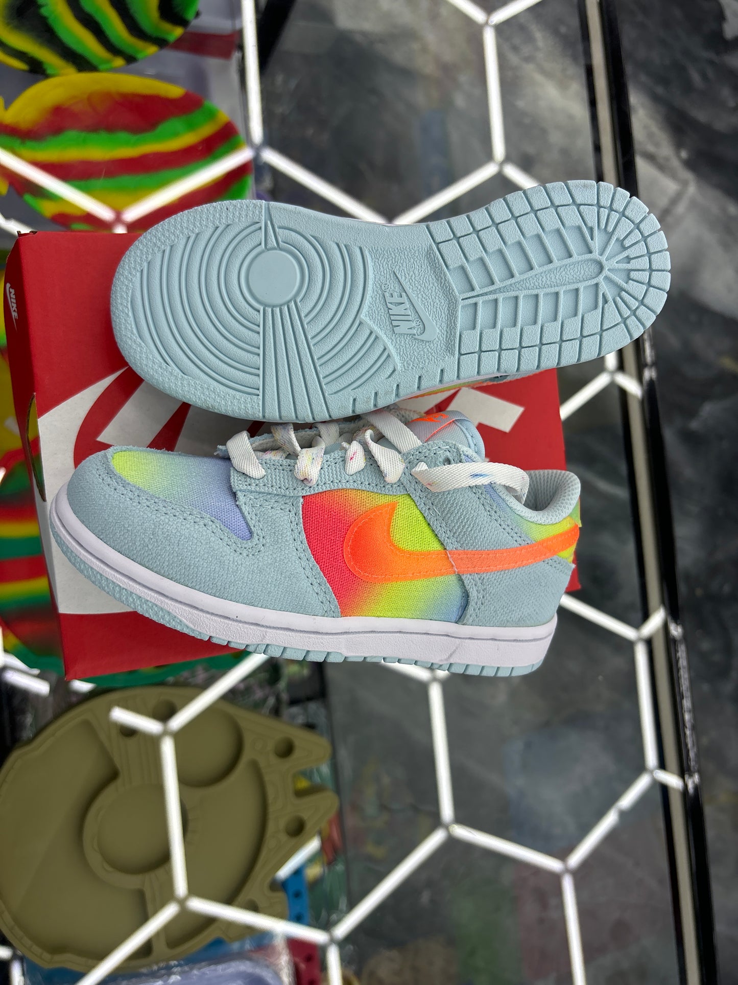 Nike dunk low bp glacier blue/total orange size 11c