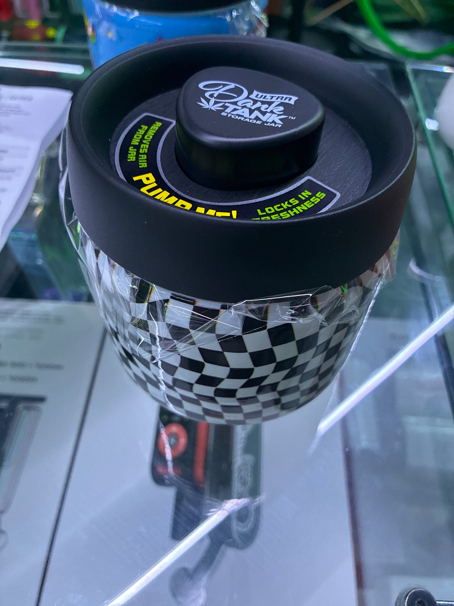 Fujima stash jar glass dank time checkerboard