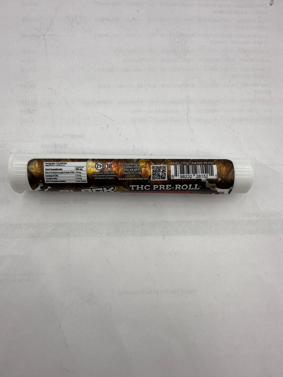 Black Bunker THC Diamonds Pre-Rolls 2G
King size Strawberry Milkshake hybrid