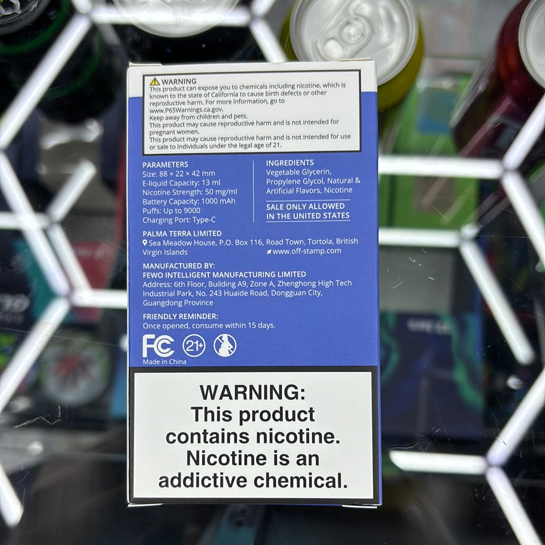 Off stamp blue razz ice