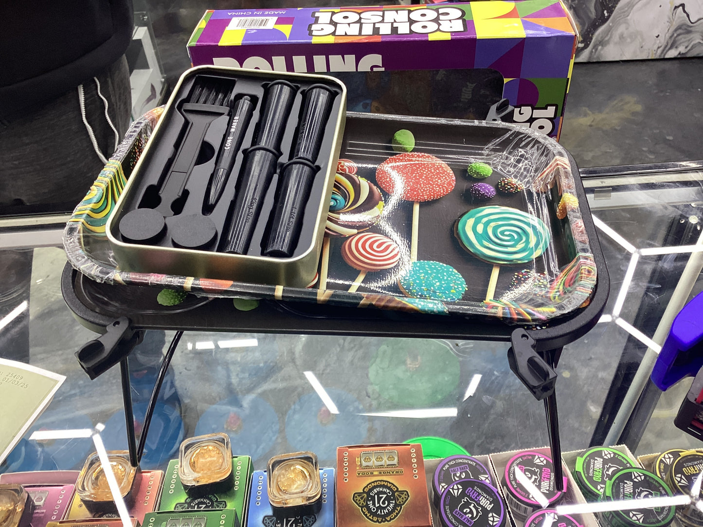 Rolling console tray