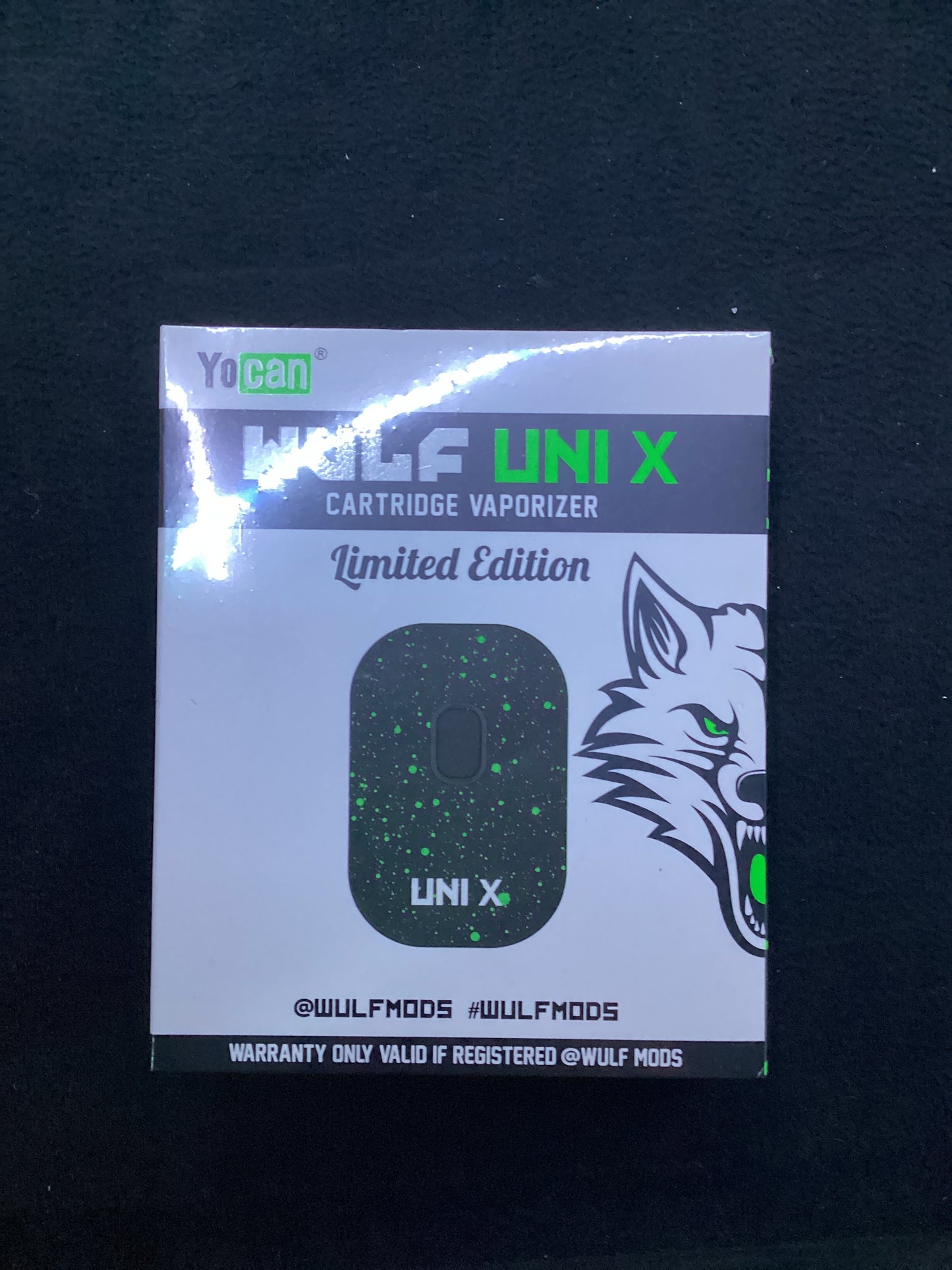 Yocan wulf uni x cartridge vaporizer, limited edition black and green