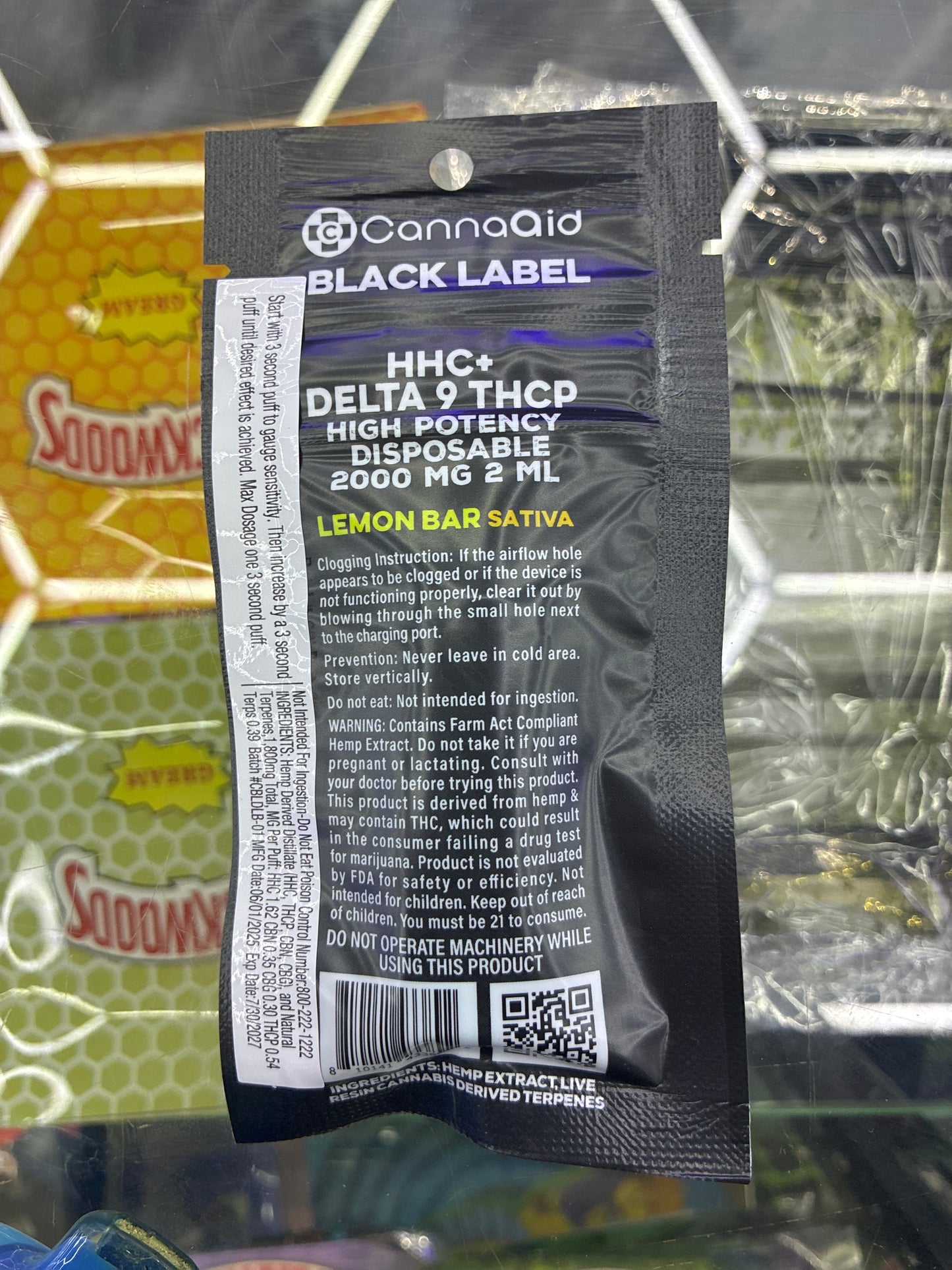 CannaAid Black Label d-9 thcp 2g lemon bar sativa