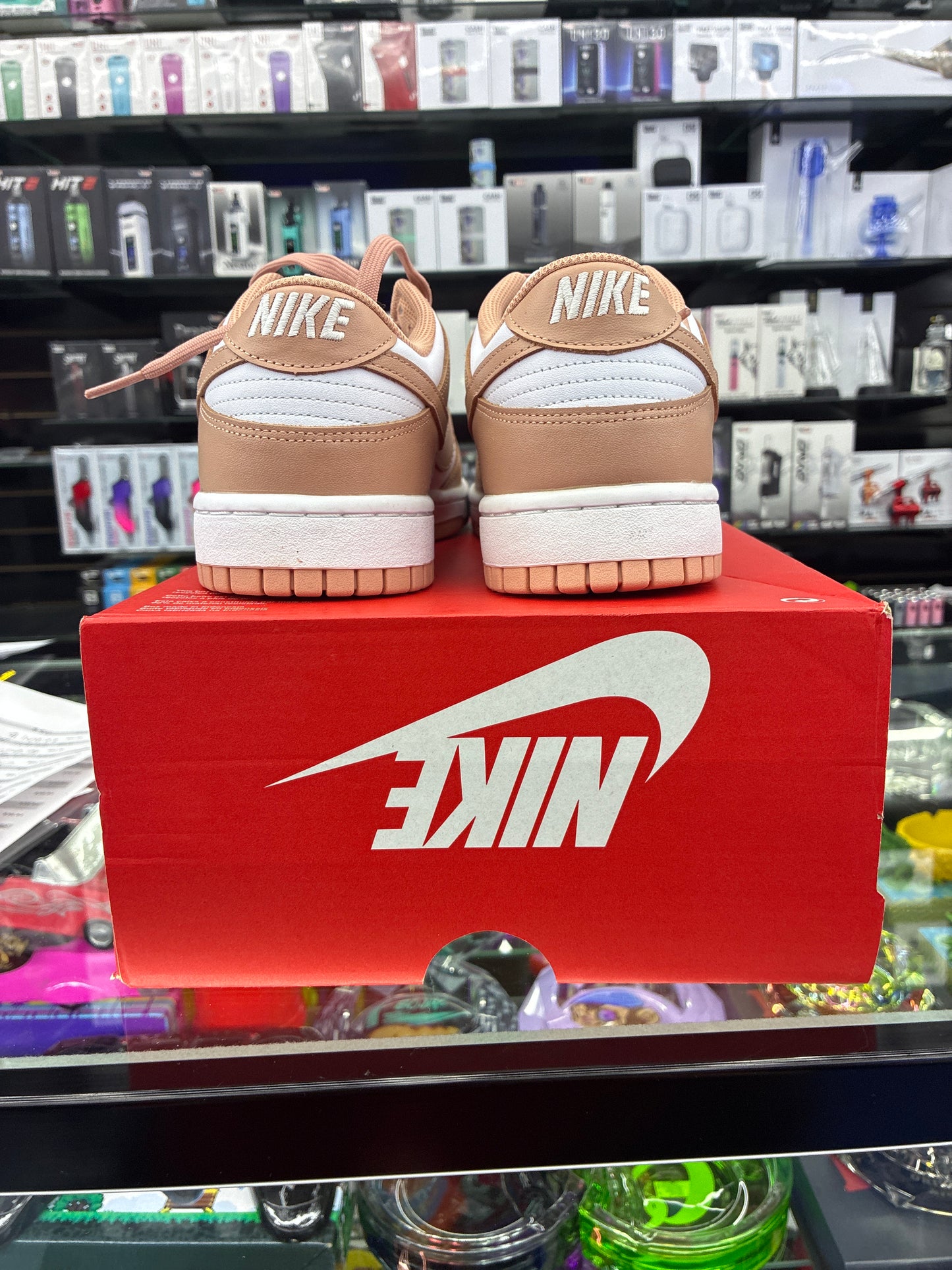 W Nike dunk low white/ rose whisper size 12