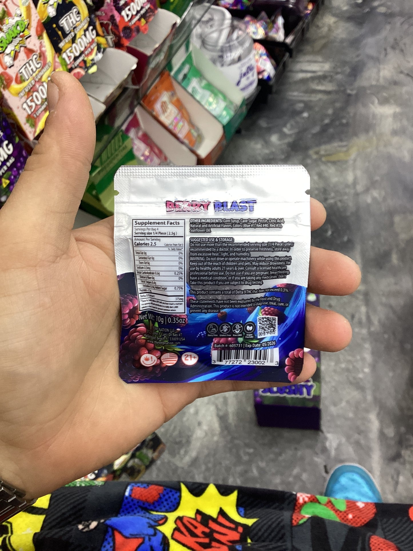 Smak’d d8 infuse gummy’s 1500MG 1 gummy per bag berry blast