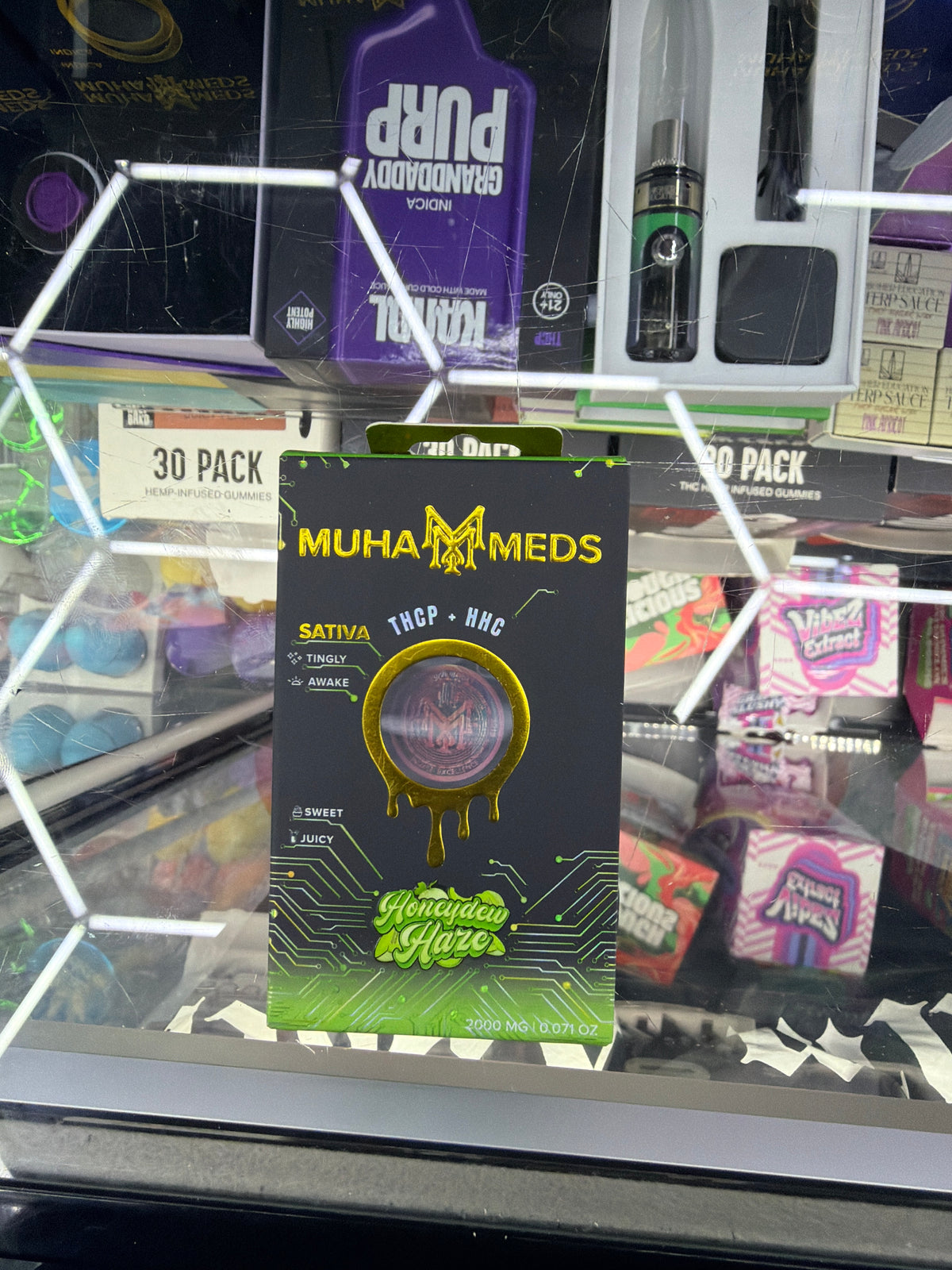Muha Medz Thcp+Hhc 2000mg cartridge Honeydew Haze sativa