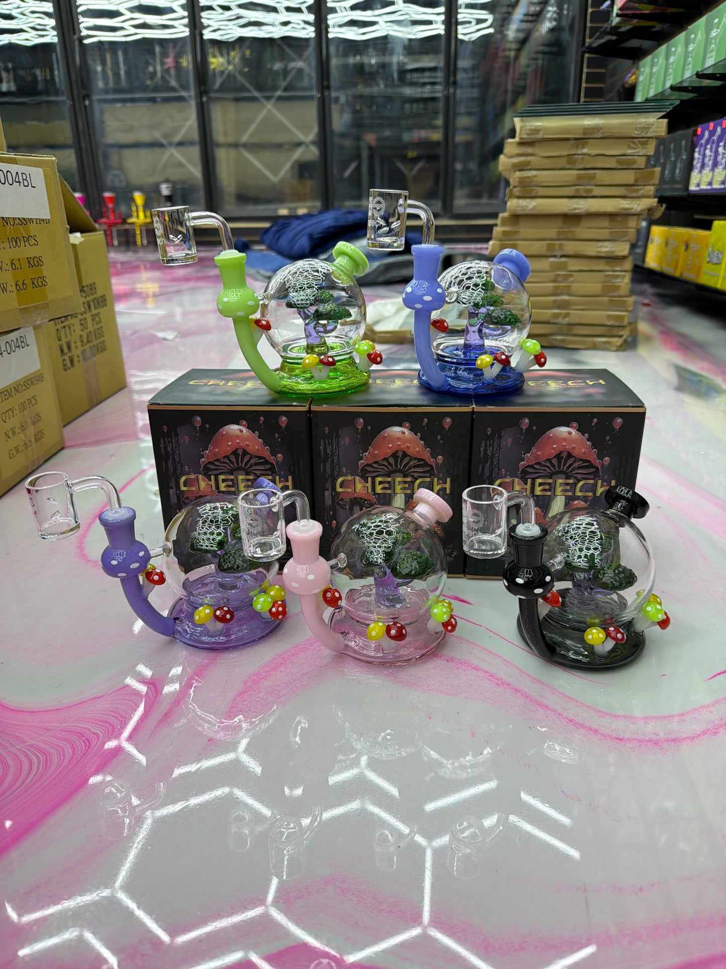 CHEECH GLASS - 5" FORBIDDEN JUNGLE WATER PIPE Purple