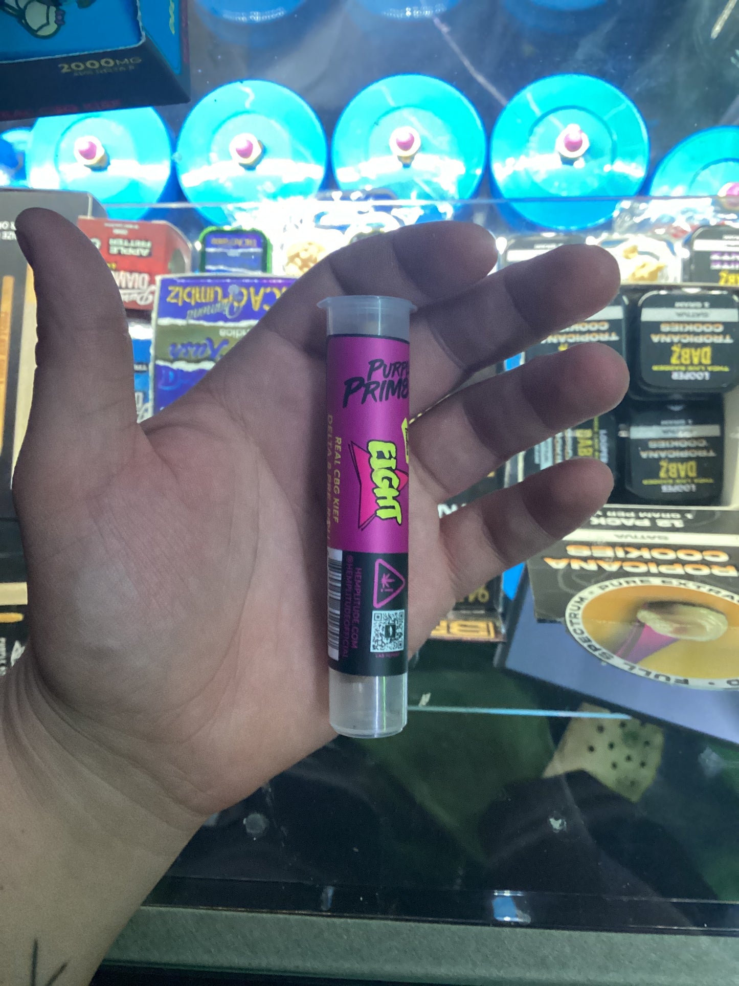 Eight 1g pre rolls purple prim8 indica