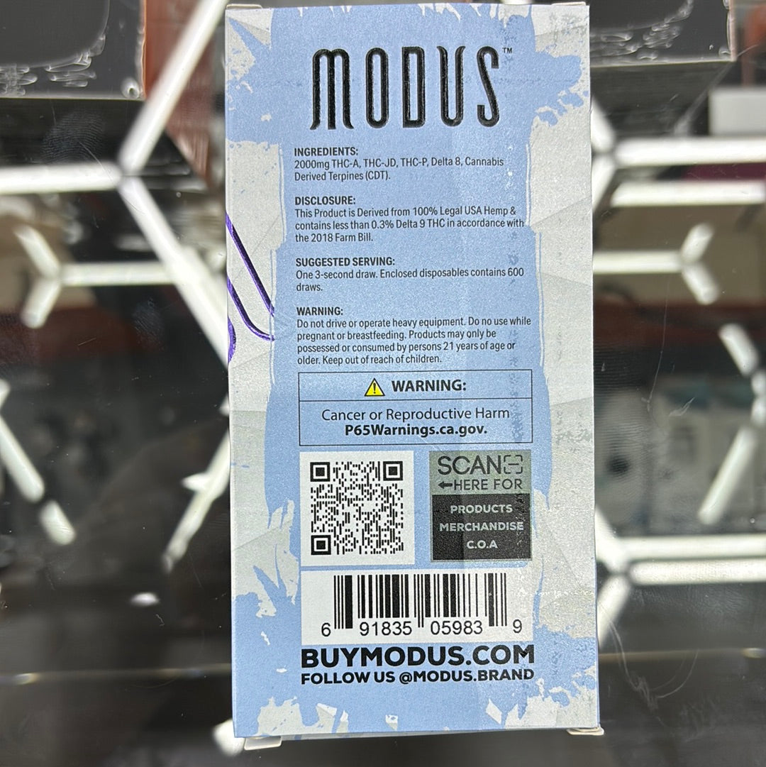 Modus iced out blend purple monkey balls indica 2g disposable