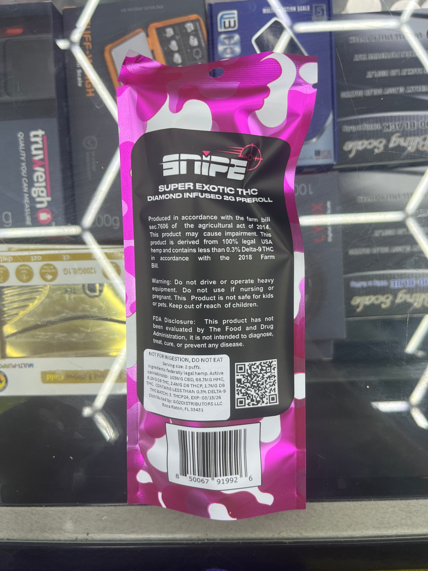 Snipe 2g thcp super exotic diamond preroll rozay indica