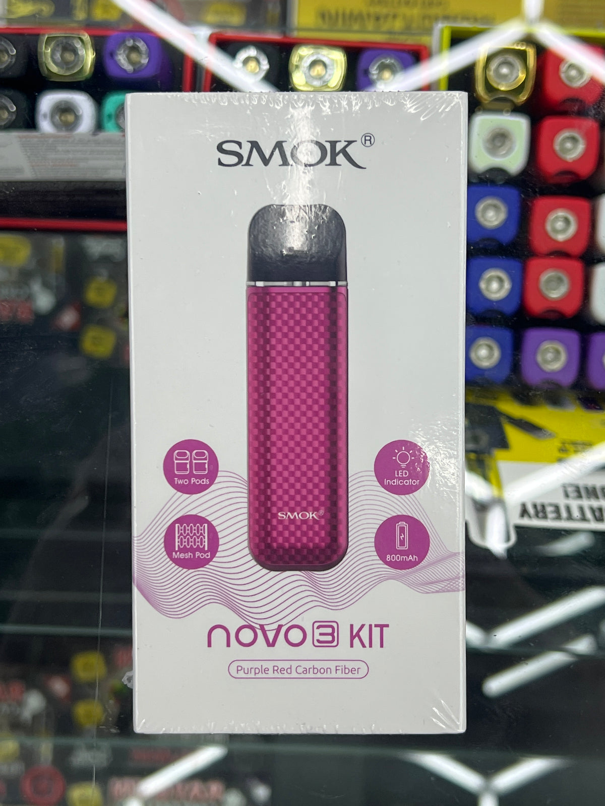 Smok Novo 3 Pod Starter Kit purple red carbon fiber
