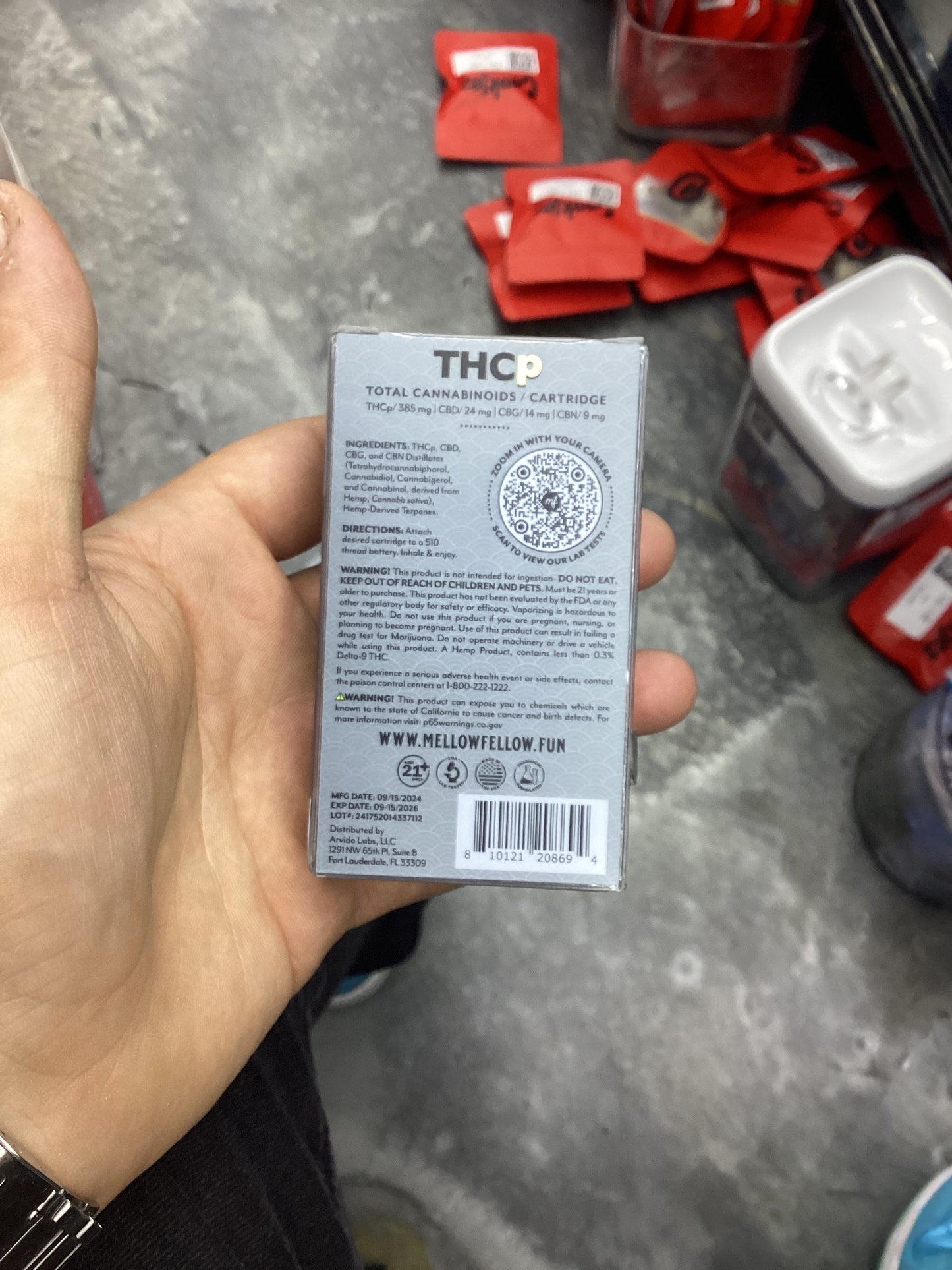 Mellow fellow thcp 0.5g vape cartridge darkstar indica