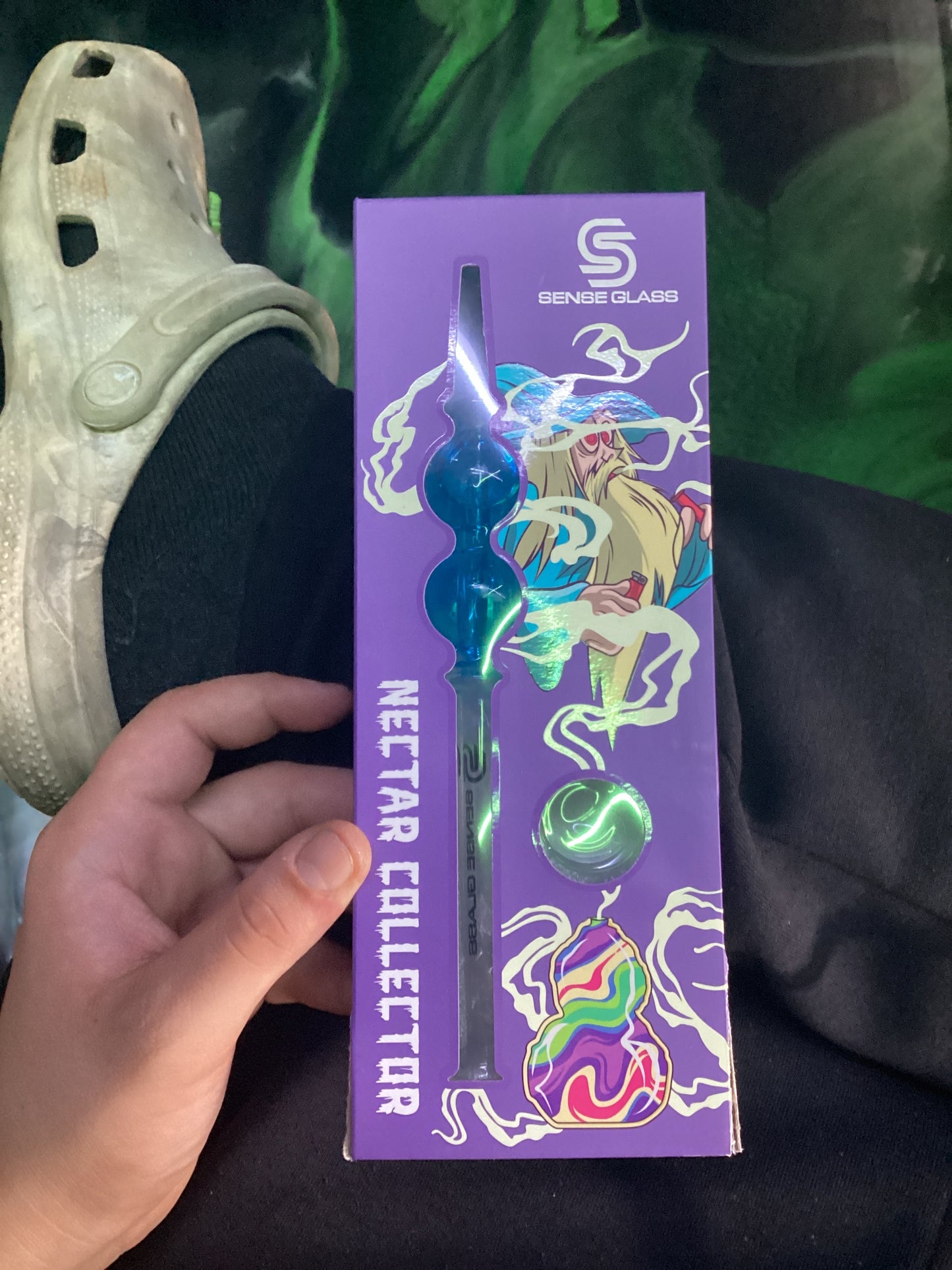 Sense glass nectar collector w blue glycerin